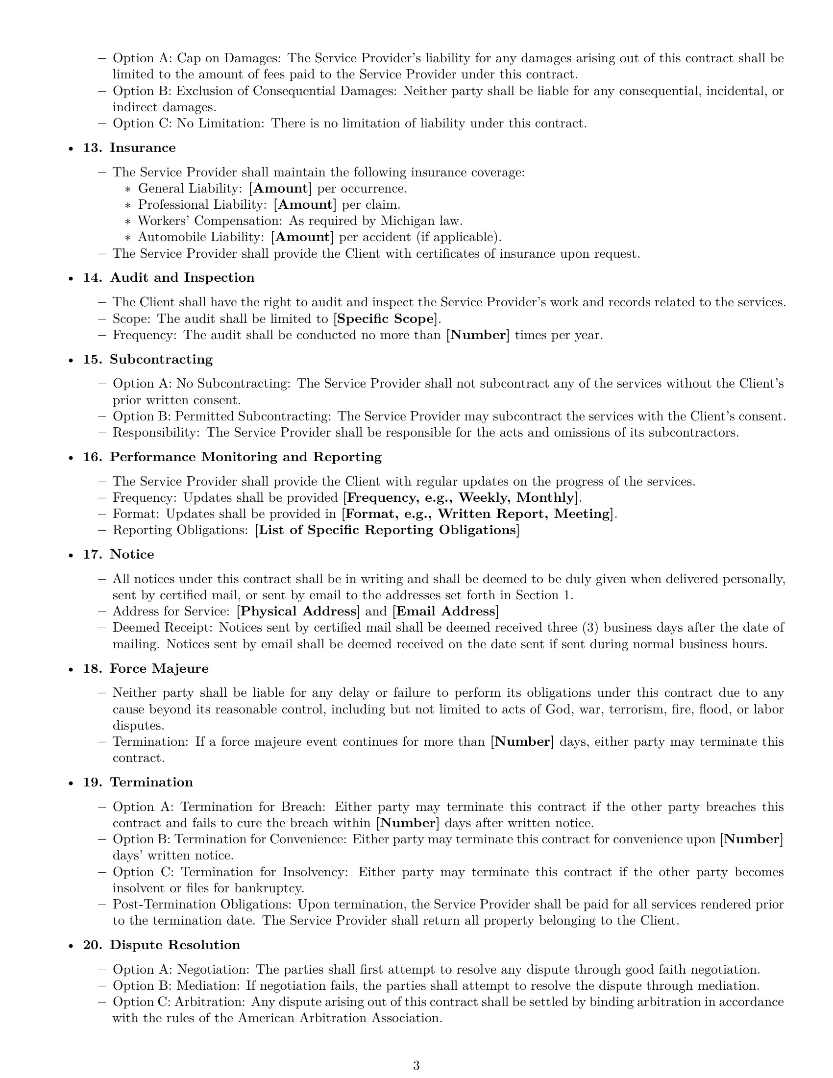 Preview page 3 of Free Michigan service contract template