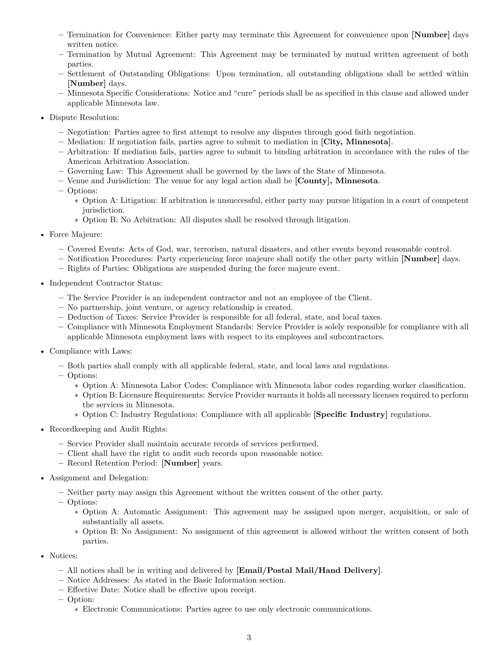 Preview page 3 of Free Minnesota service contract template