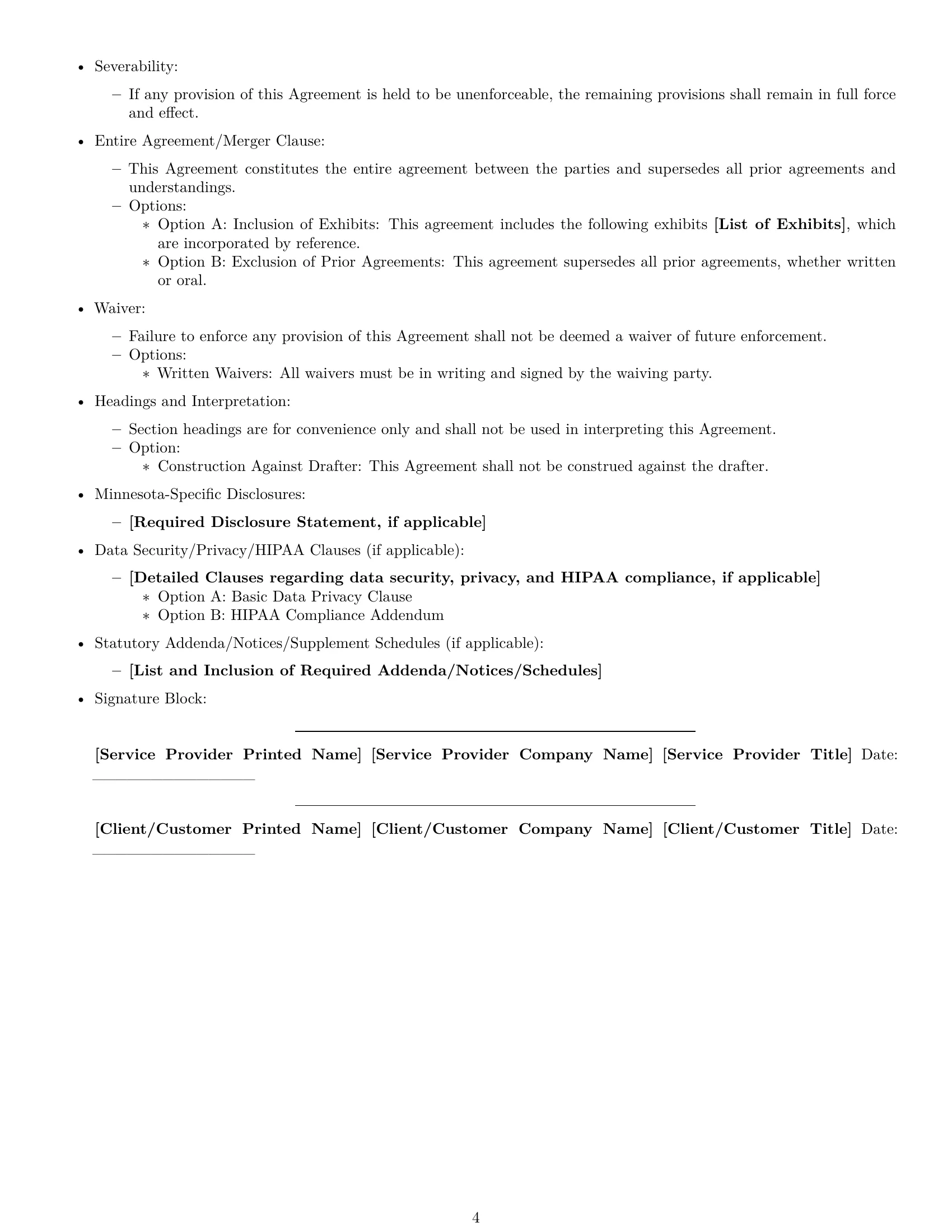 Preview page 4 of Free Minnesota service contract template