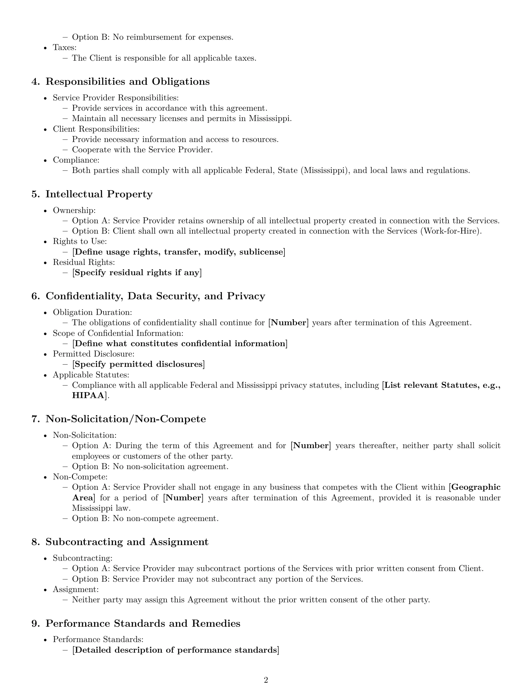 Preview page 2 of Free Mississippi service contract template