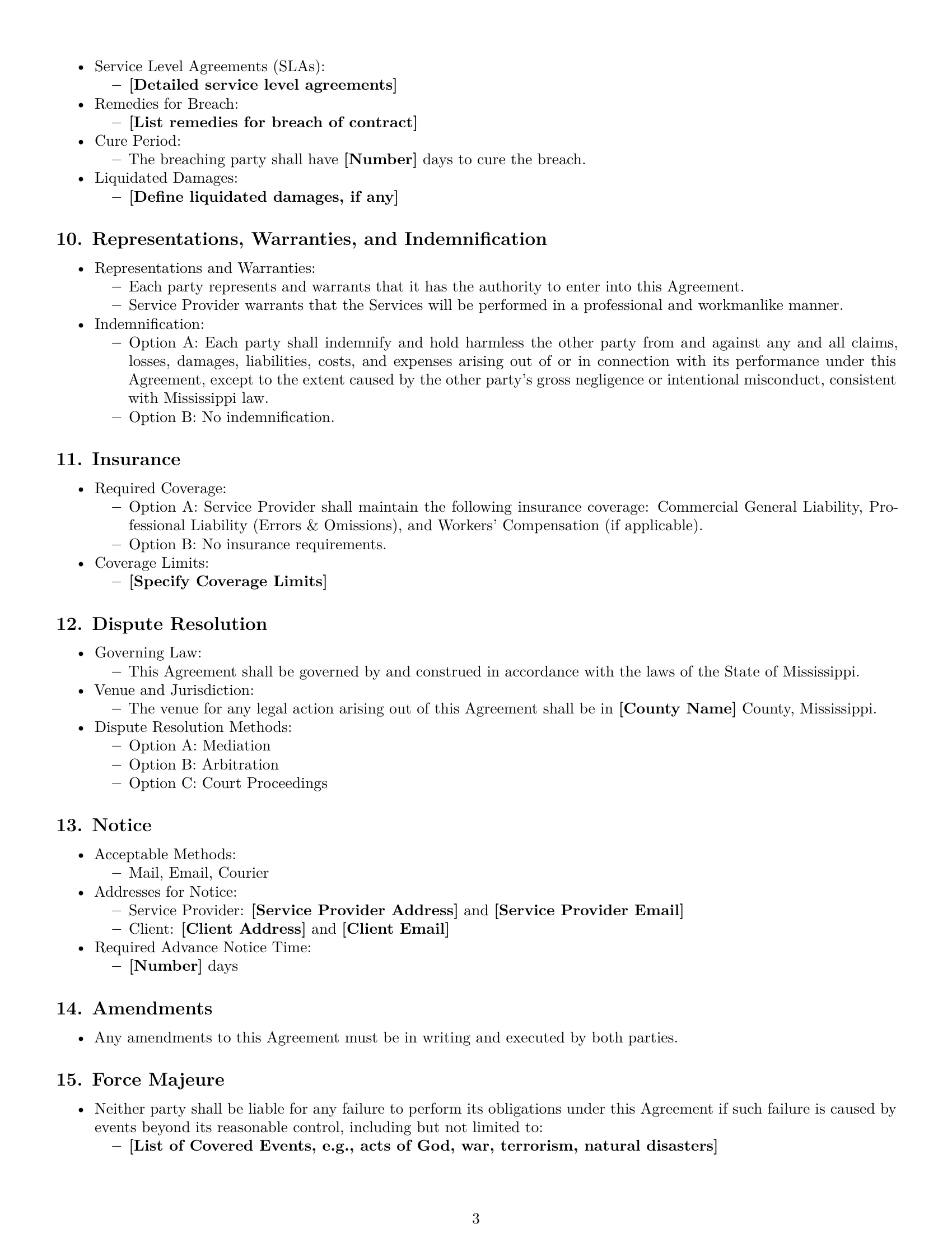 Preview page 3 of Free Mississippi service contract template