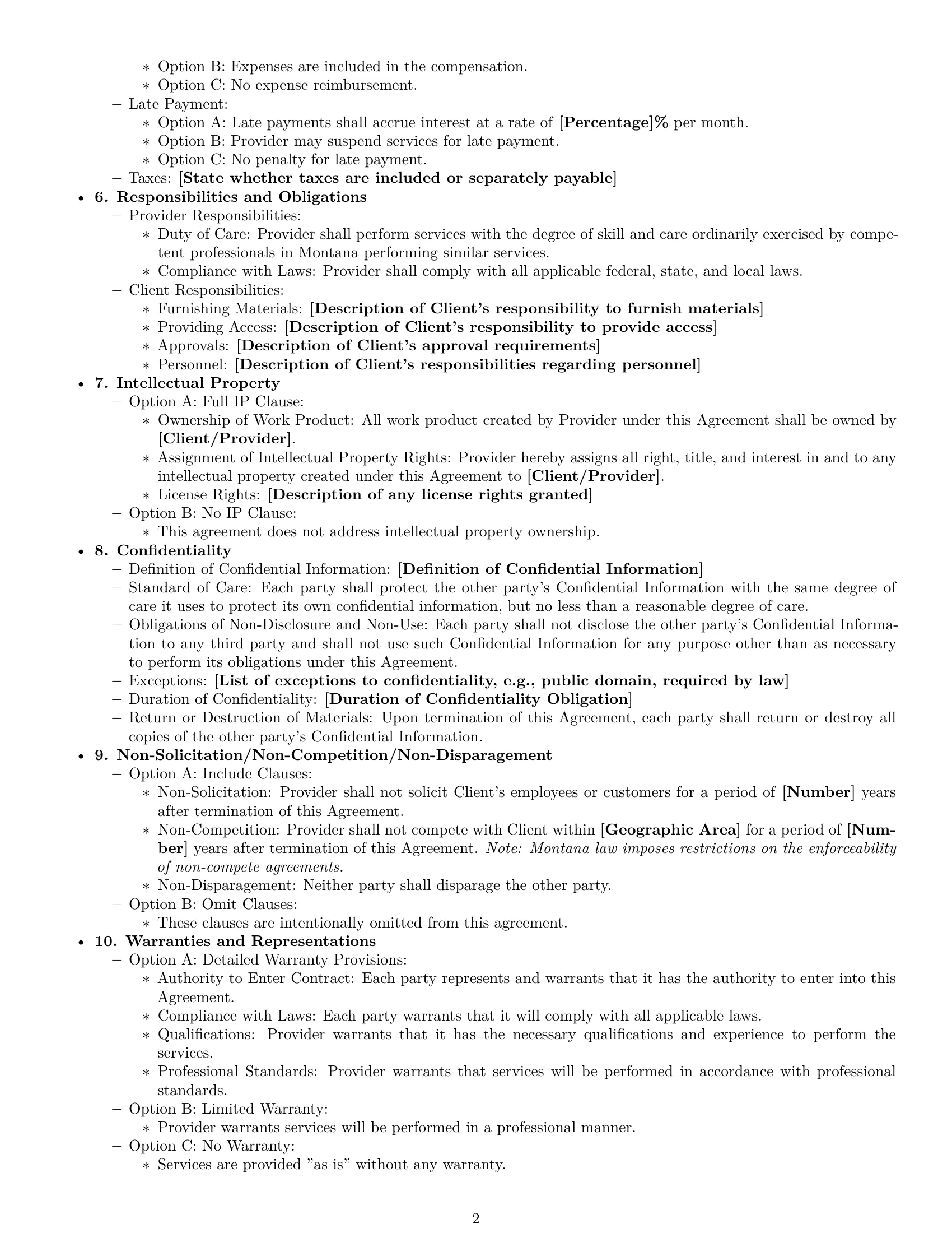 Preview page 2 of Free Montana service contract template