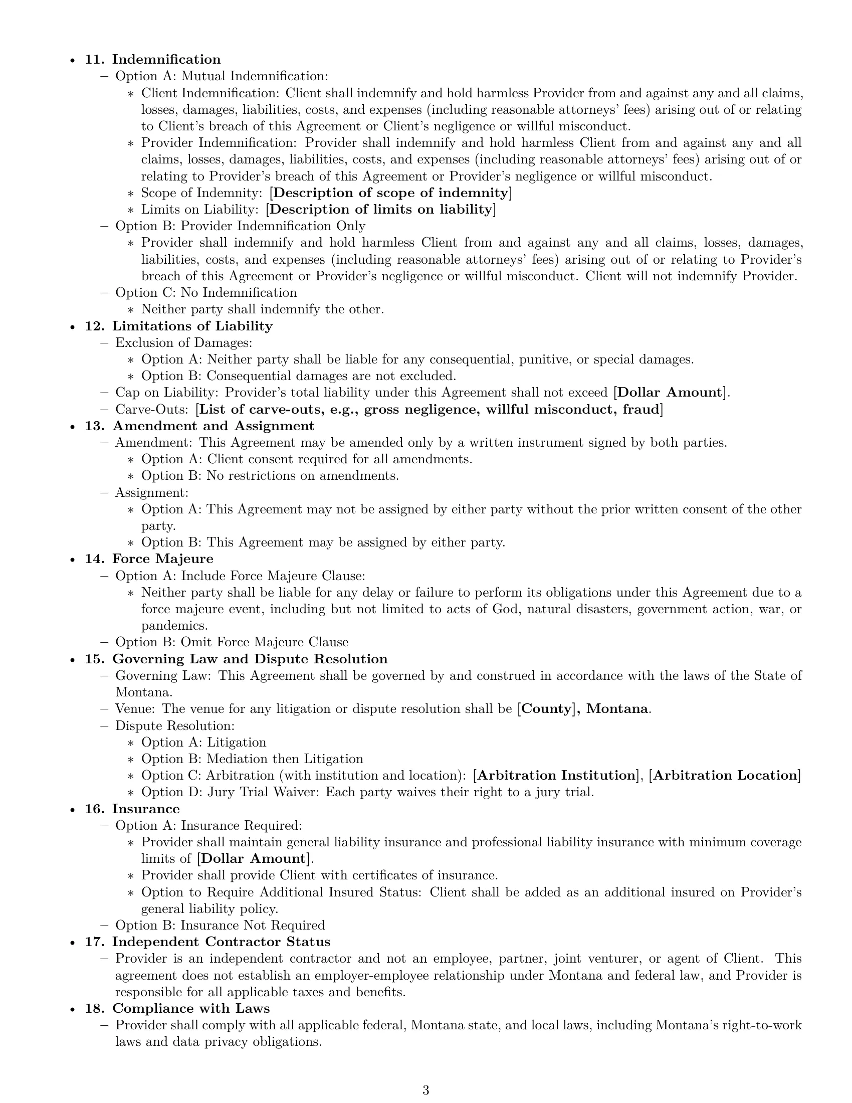 Preview page 3 of Free Montana service contract template