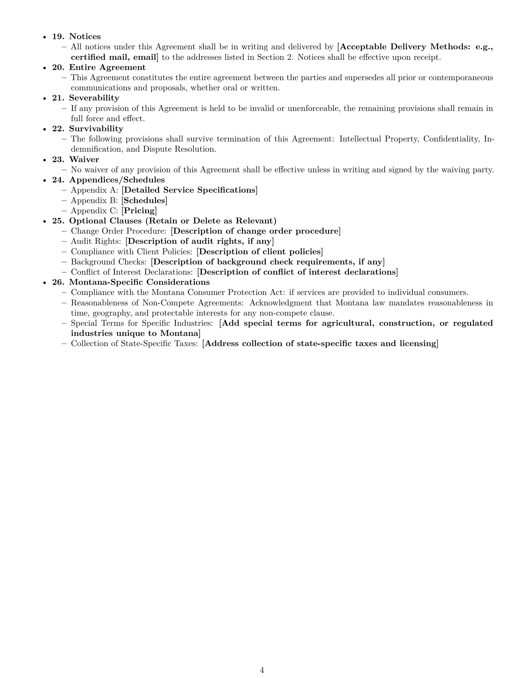 Preview page 4 of Free Montana service contract template