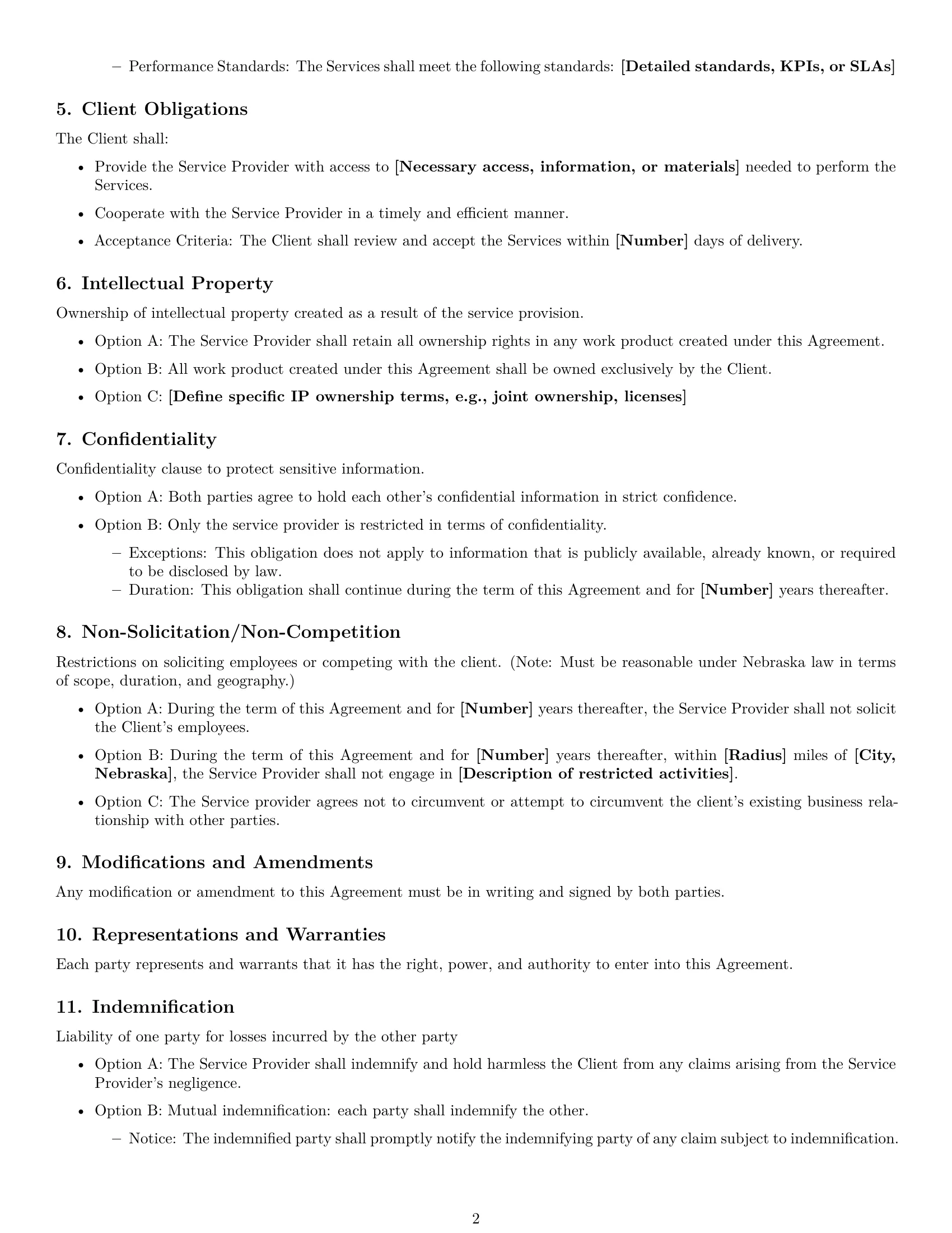 Preview page 2 of Free Nebraska service contract template