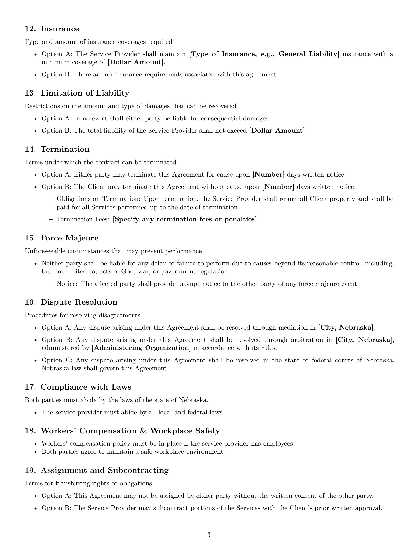 Preview page 3 of Free Nebraska service contract template