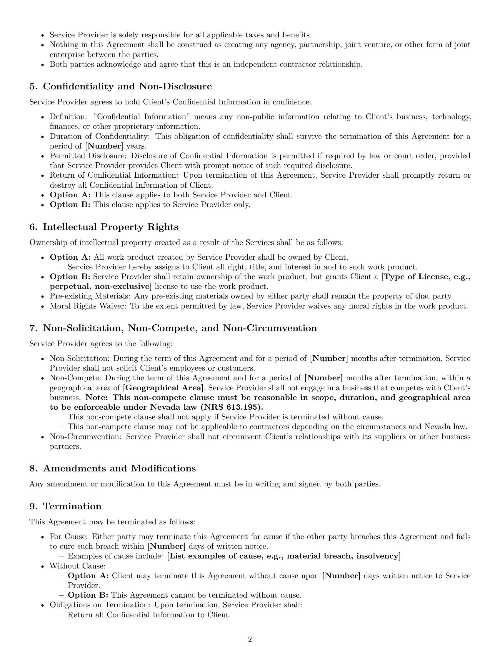 Preview page 2 of Free Nevada service contract template