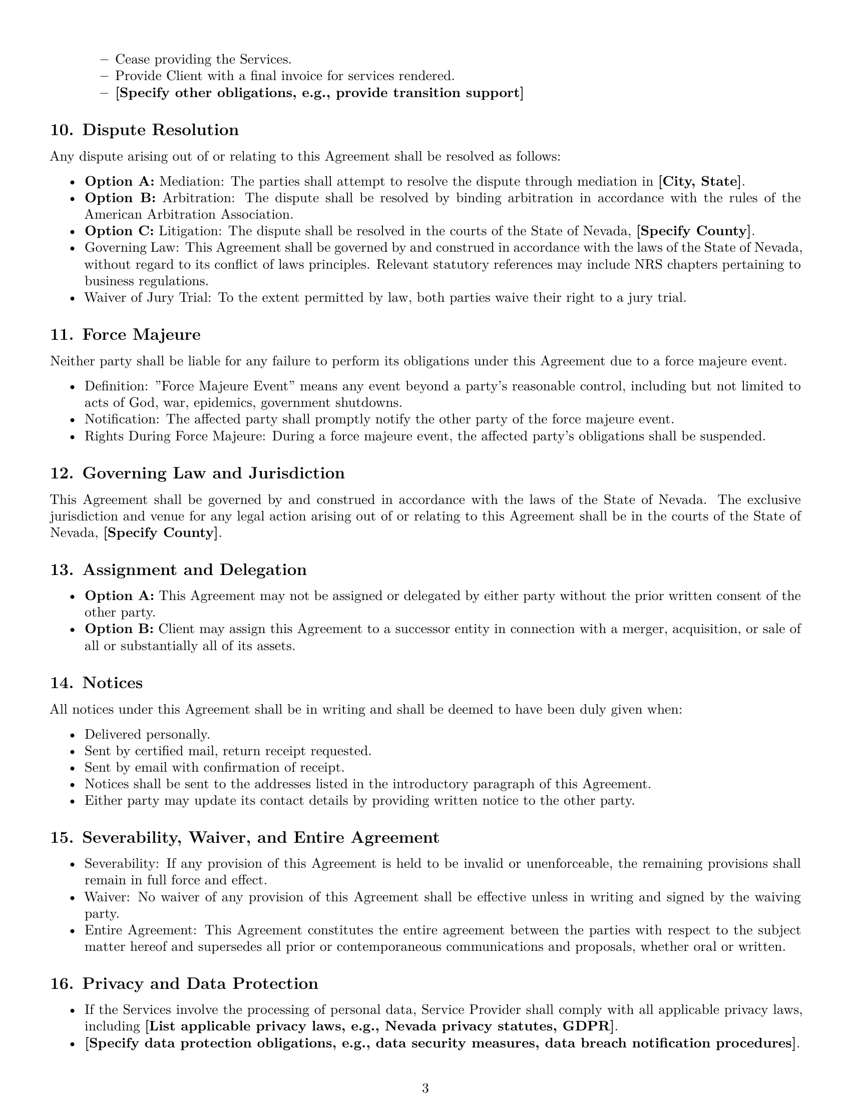 Preview page 3 of Free Nevada service contract template