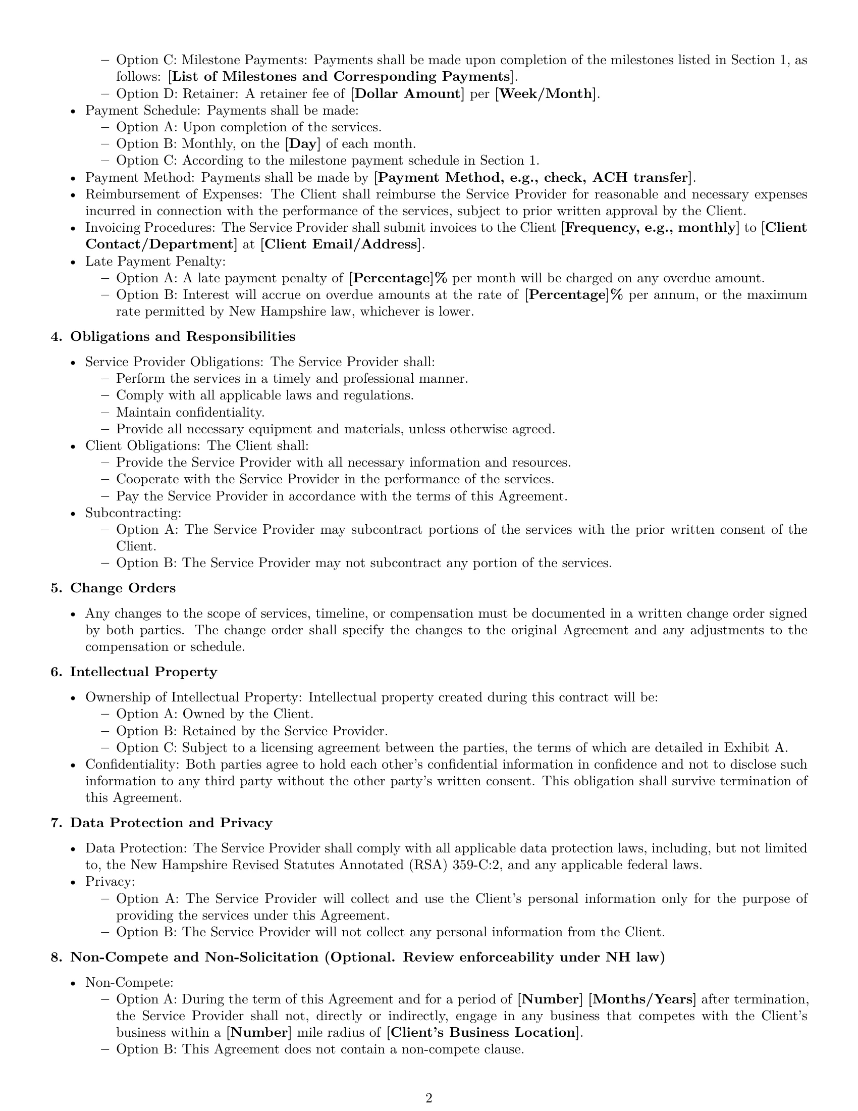 Preview page 2 of Free New Hampshire service contract template