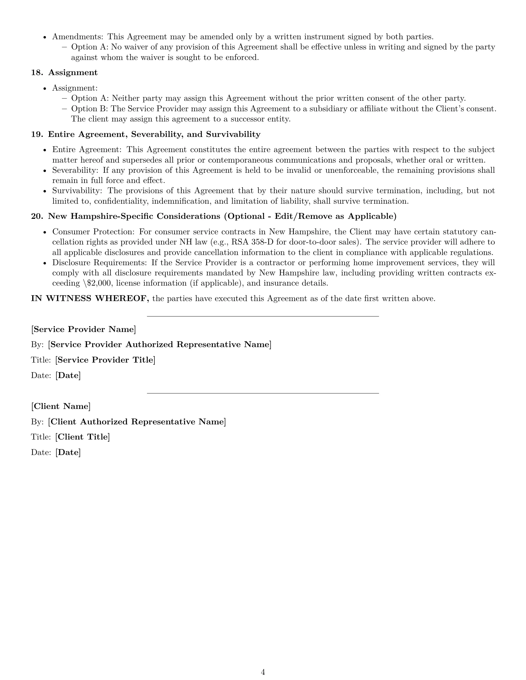 Preview page 4 of Free New Hampshire service contract template