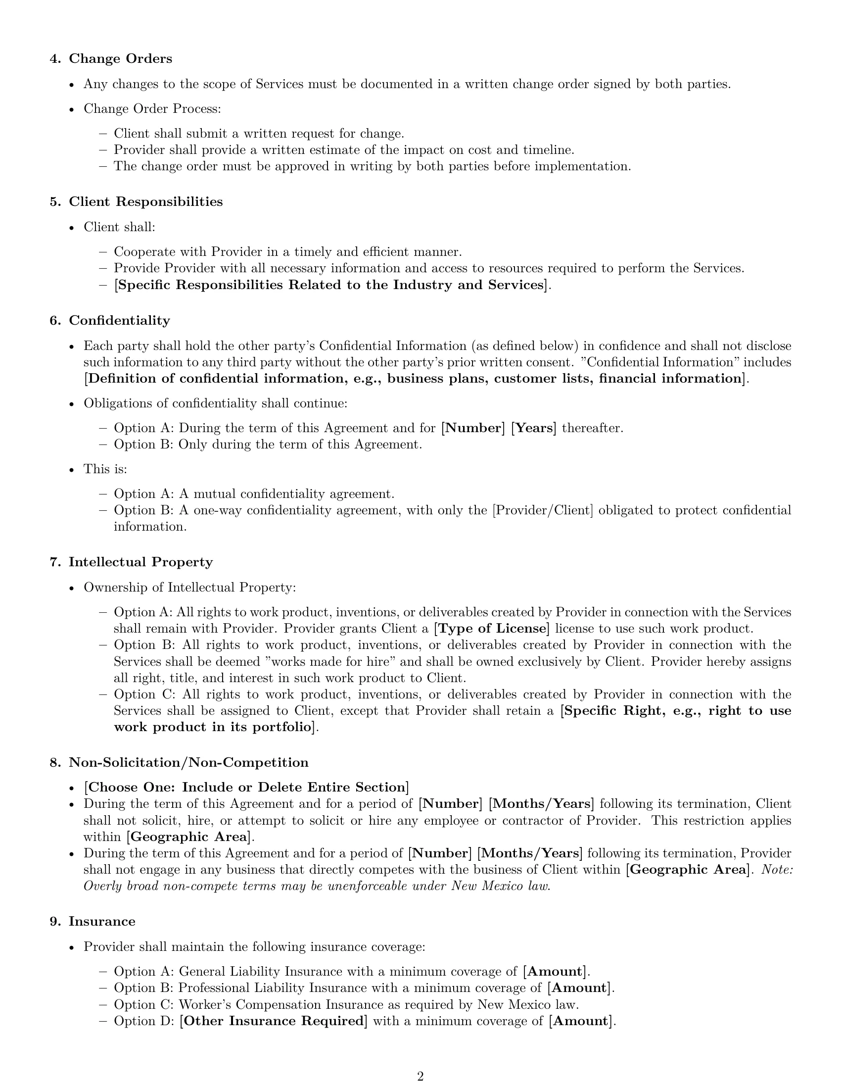 Preview page 2 of Free New Mexico service contract template