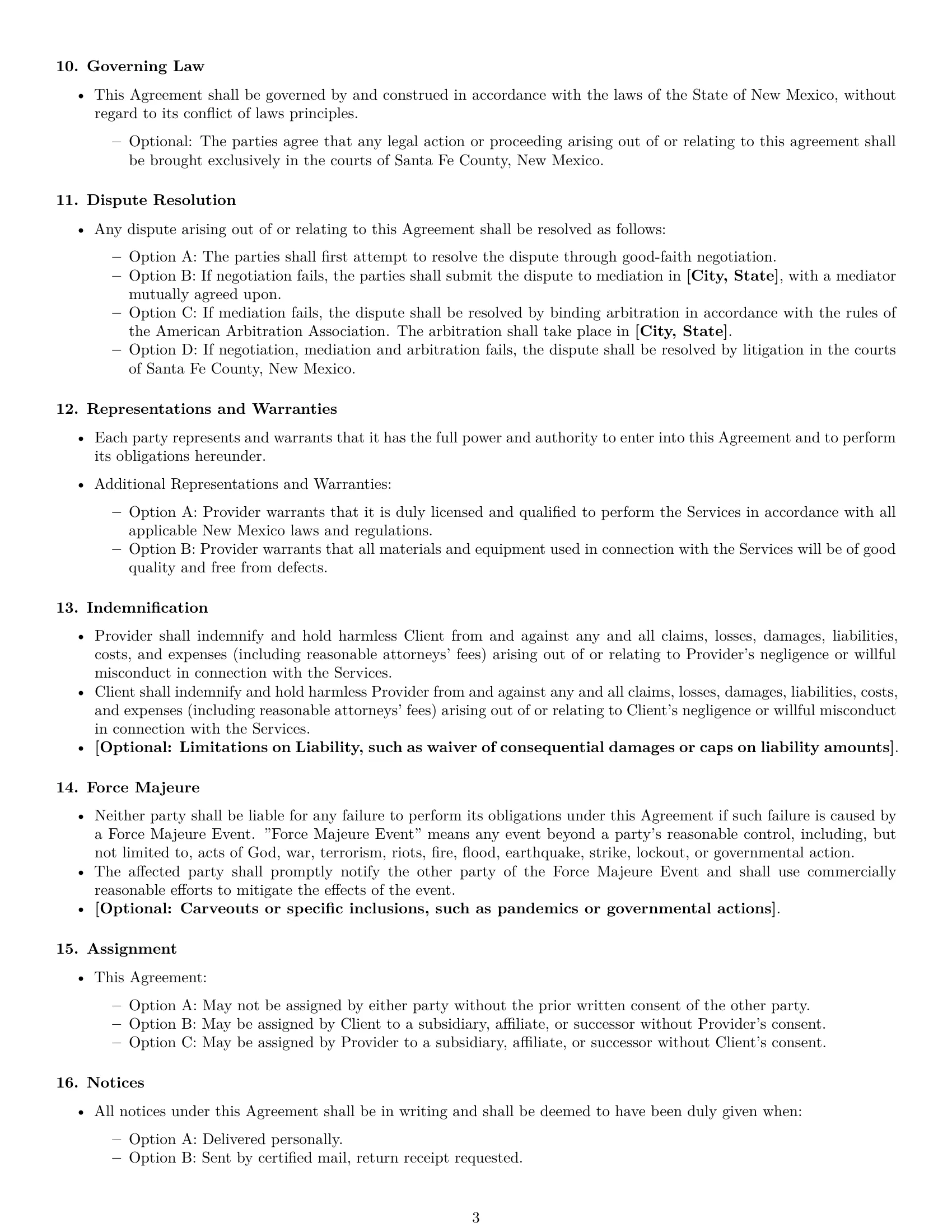 Preview page 3 of Free New Mexico service contract template