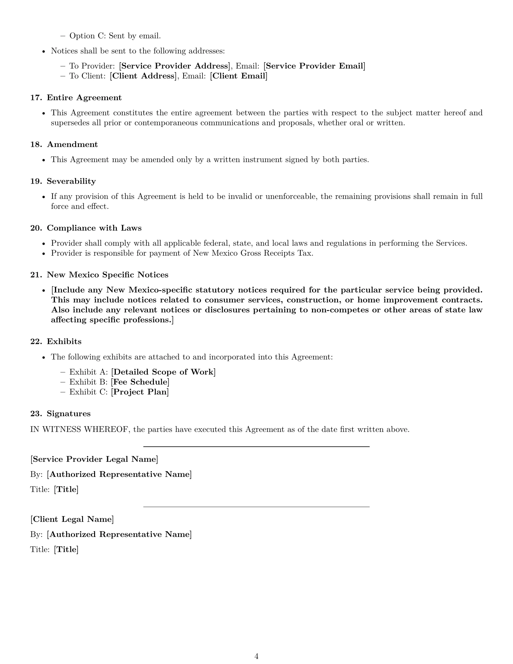 Preview page 4 of Free New Mexico service contract template