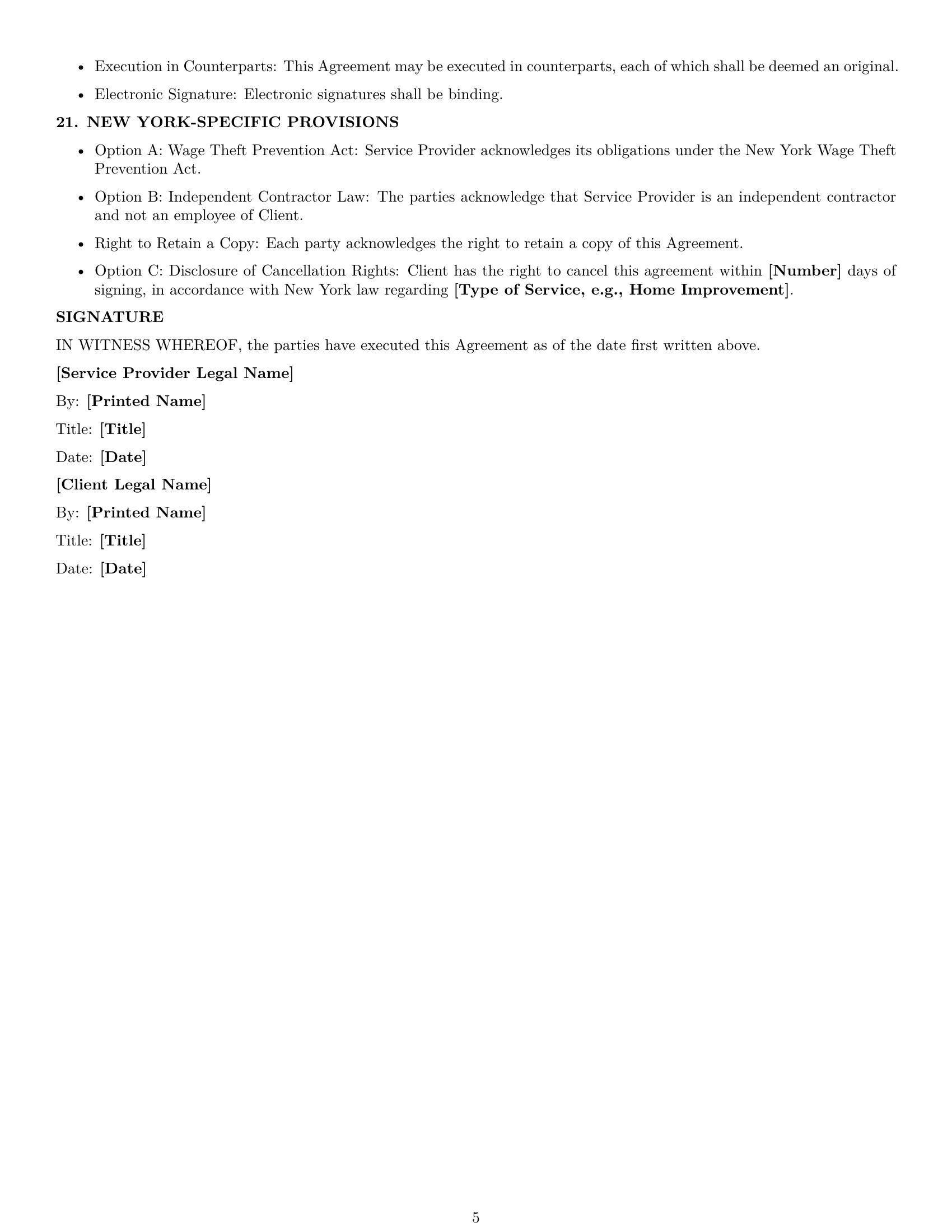 Preview page 5 of Free New York service contract template