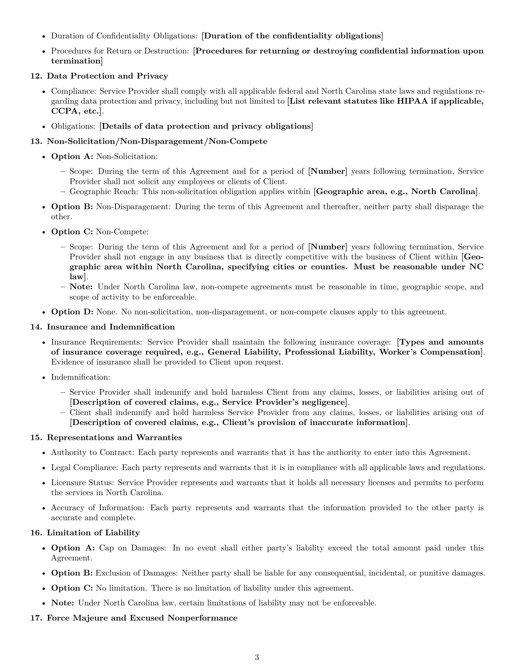 Preview page 3 of Free North Carolina service contract template