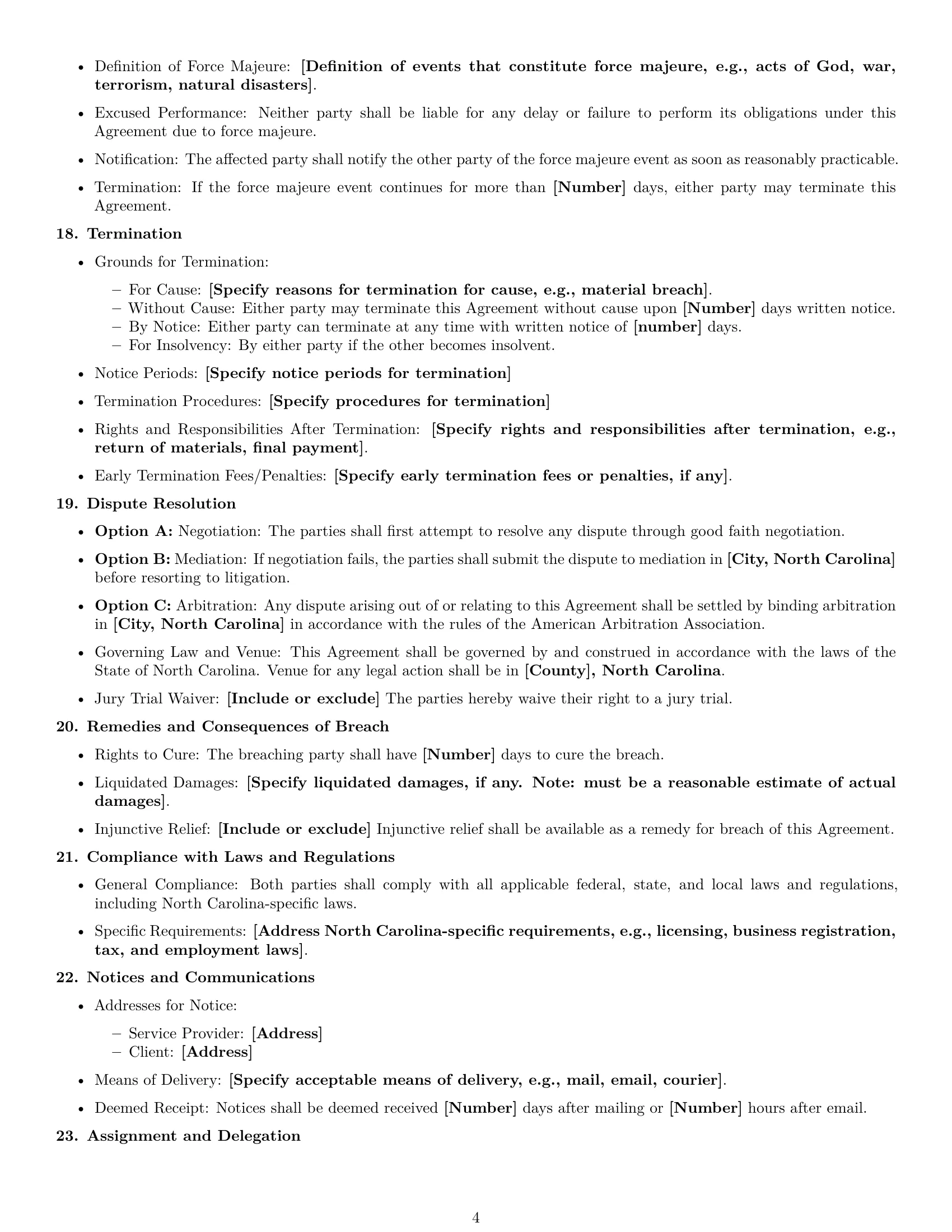 Preview page 4 of Free North Carolina service contract template
