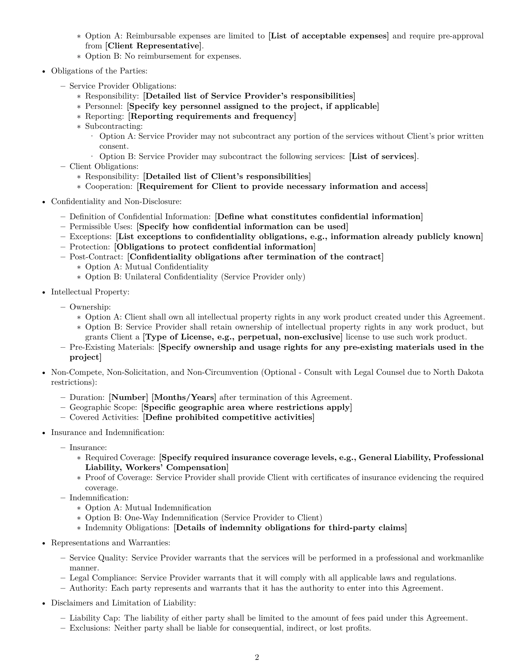 Preview page 2 of Free North Dakota service contract template