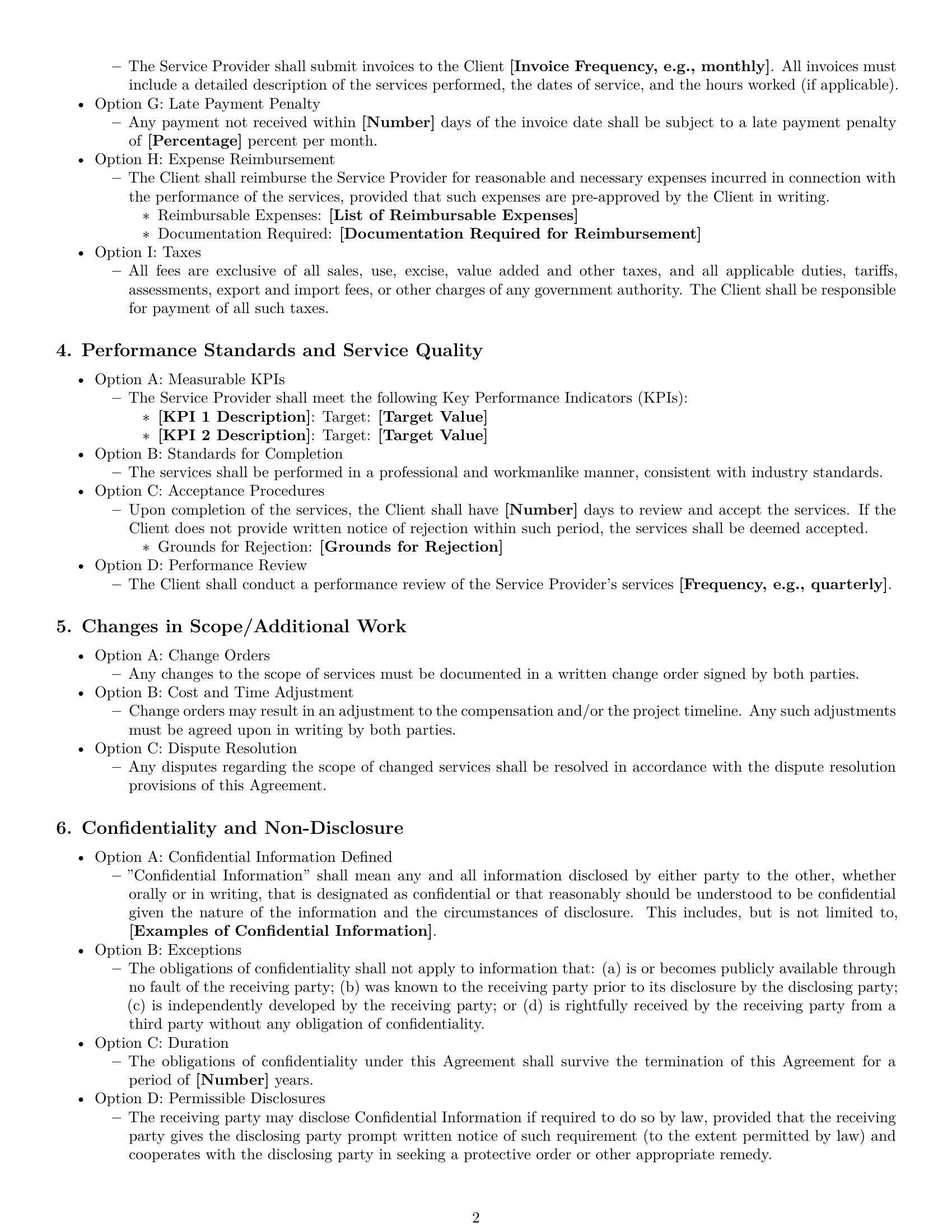 Preview page 2 of Free Ohio service contract template