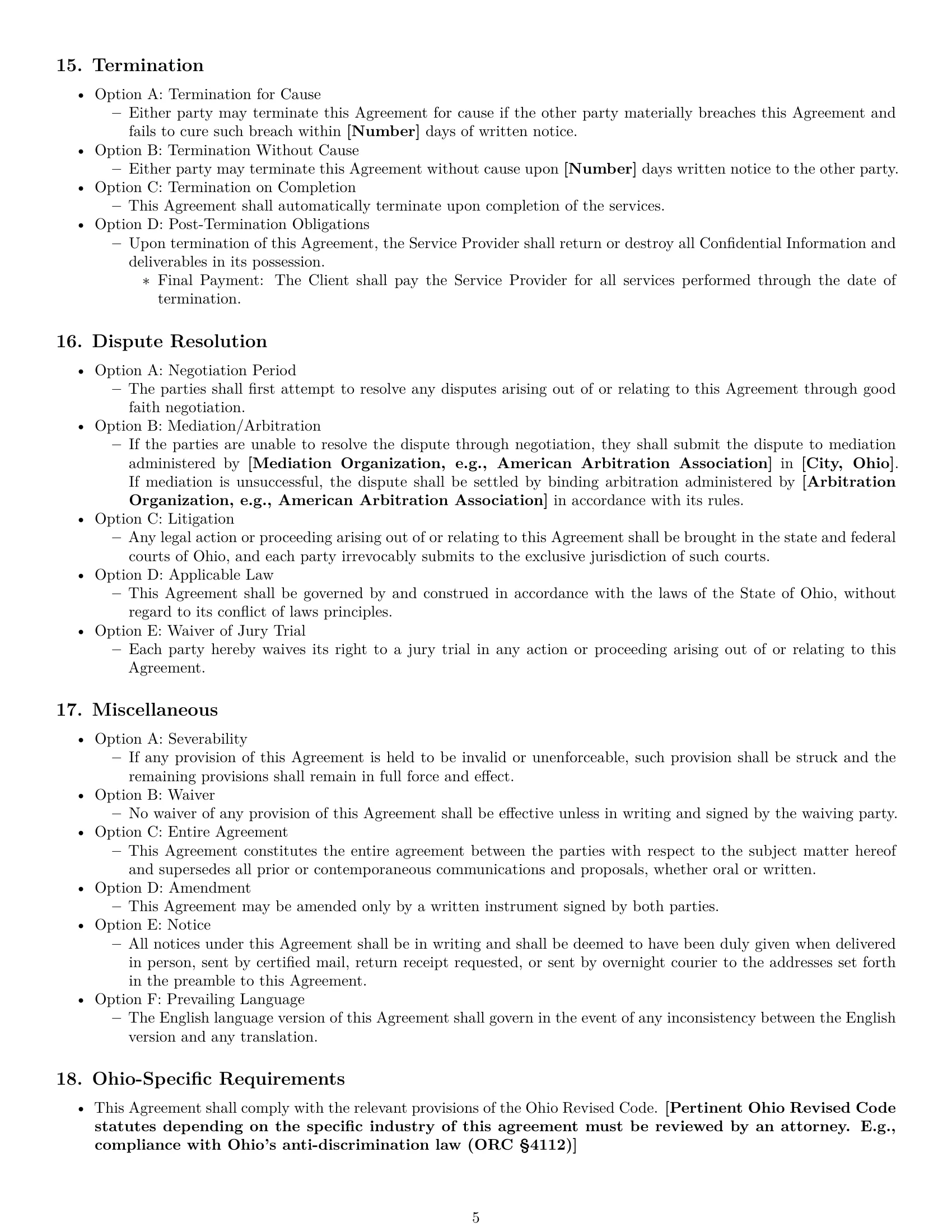 Preview page 5 of Free Ohio service contract template