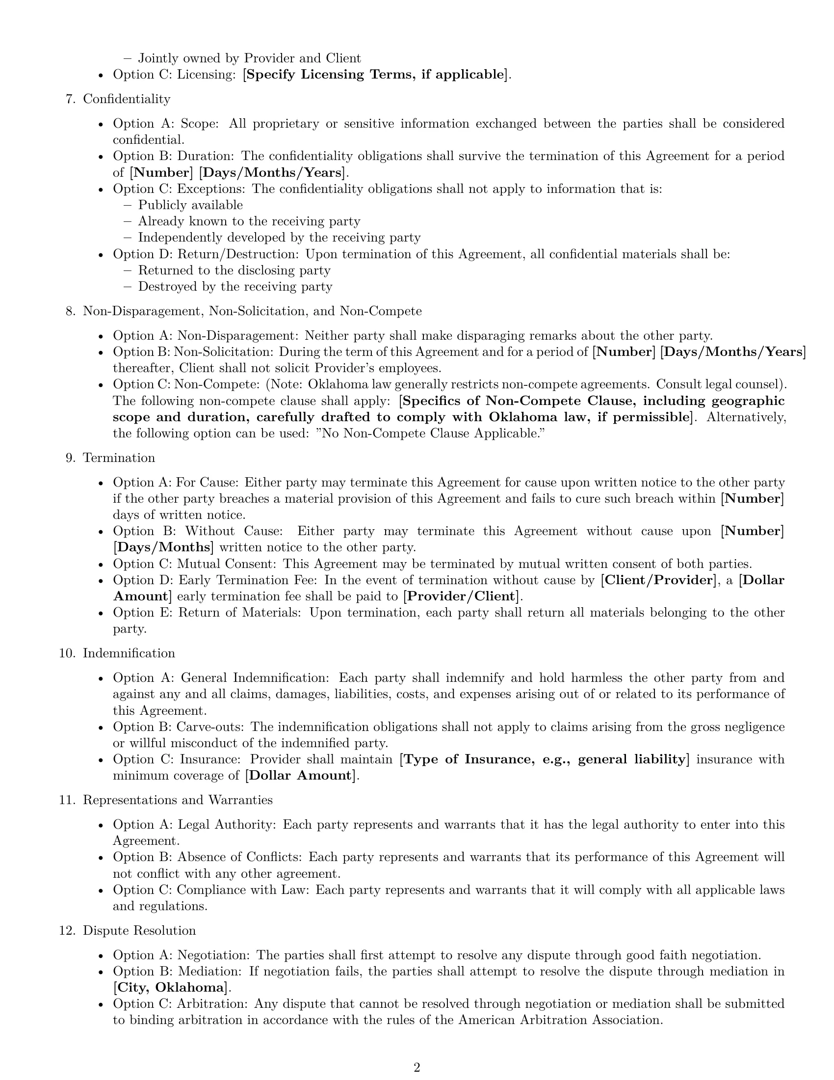 Preview page 2 of Free Oklahoma service contract template