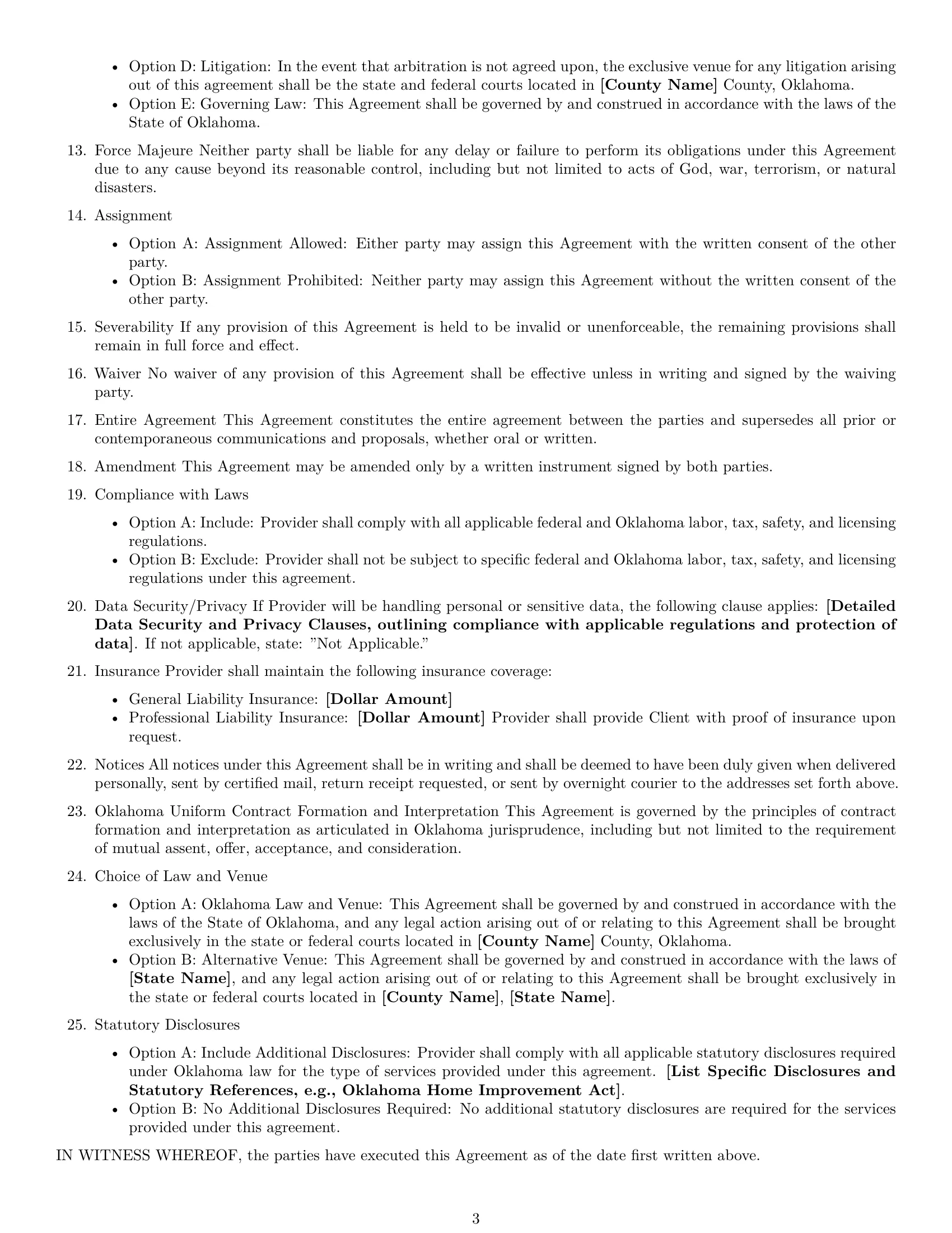 Preview page 3 of Free Oklahoma service contract template