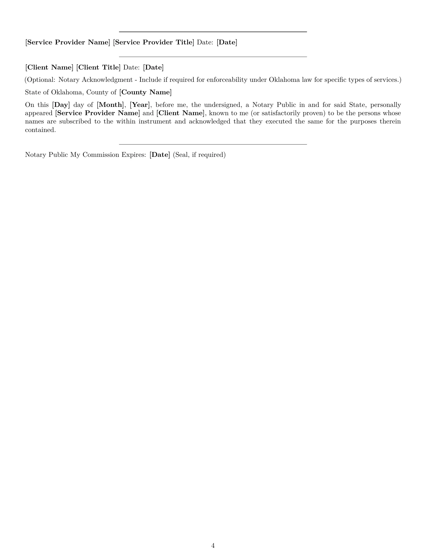 Preview page 4 of Free Oklahoma service contract template