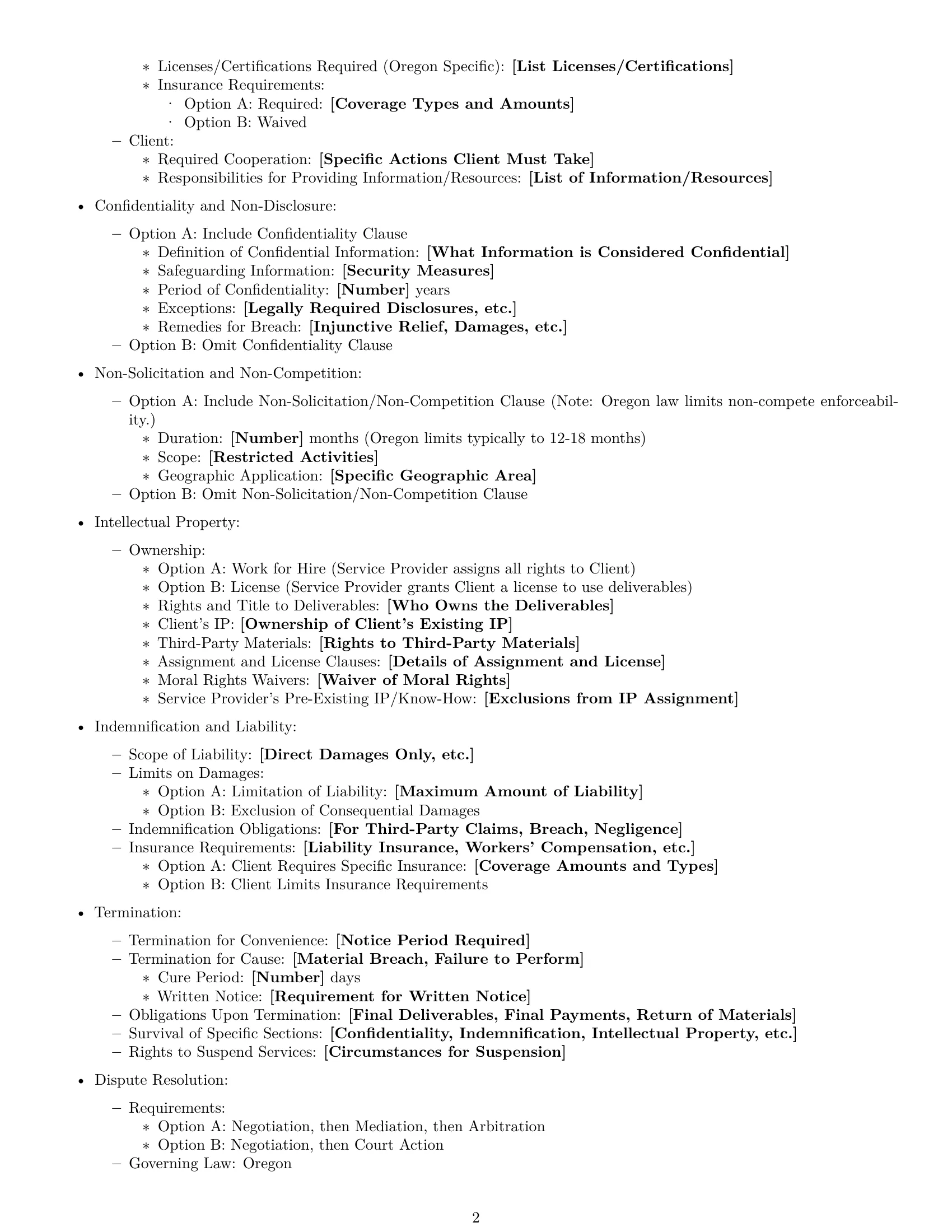 Preview page 2 of Free Oregon service contract template