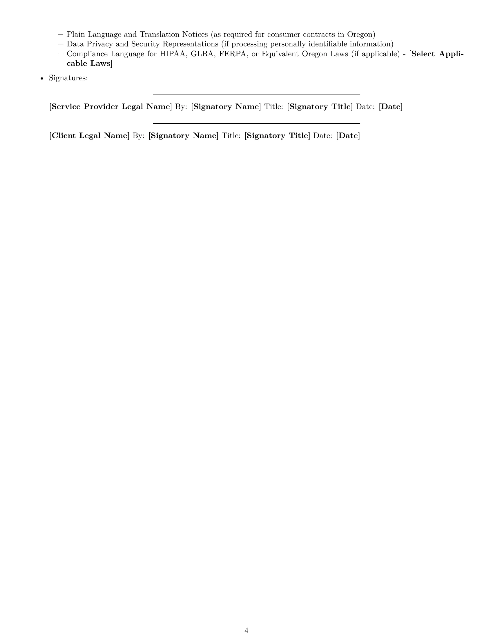 Preview page 4 of Free Oregon service contract template