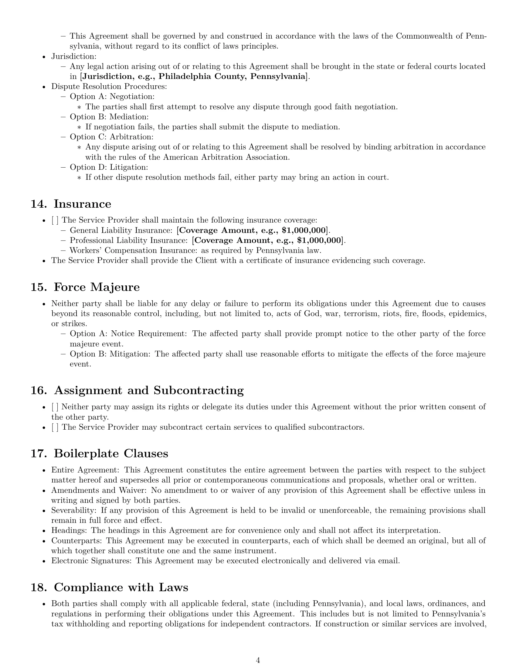 Preview page 4 of Free Pennsylvania service contract template