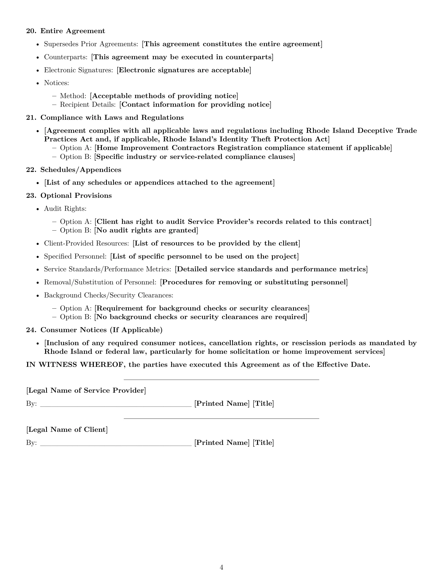 Preview page 4 of Free Rhode Island service contract template