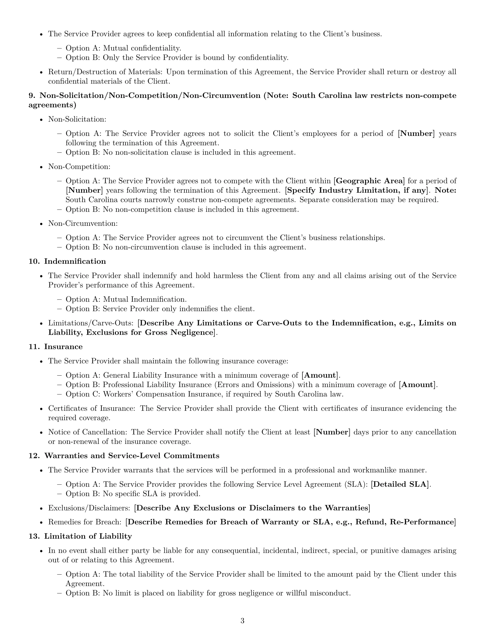 Preview page 3 of Free South Carolina service contract template