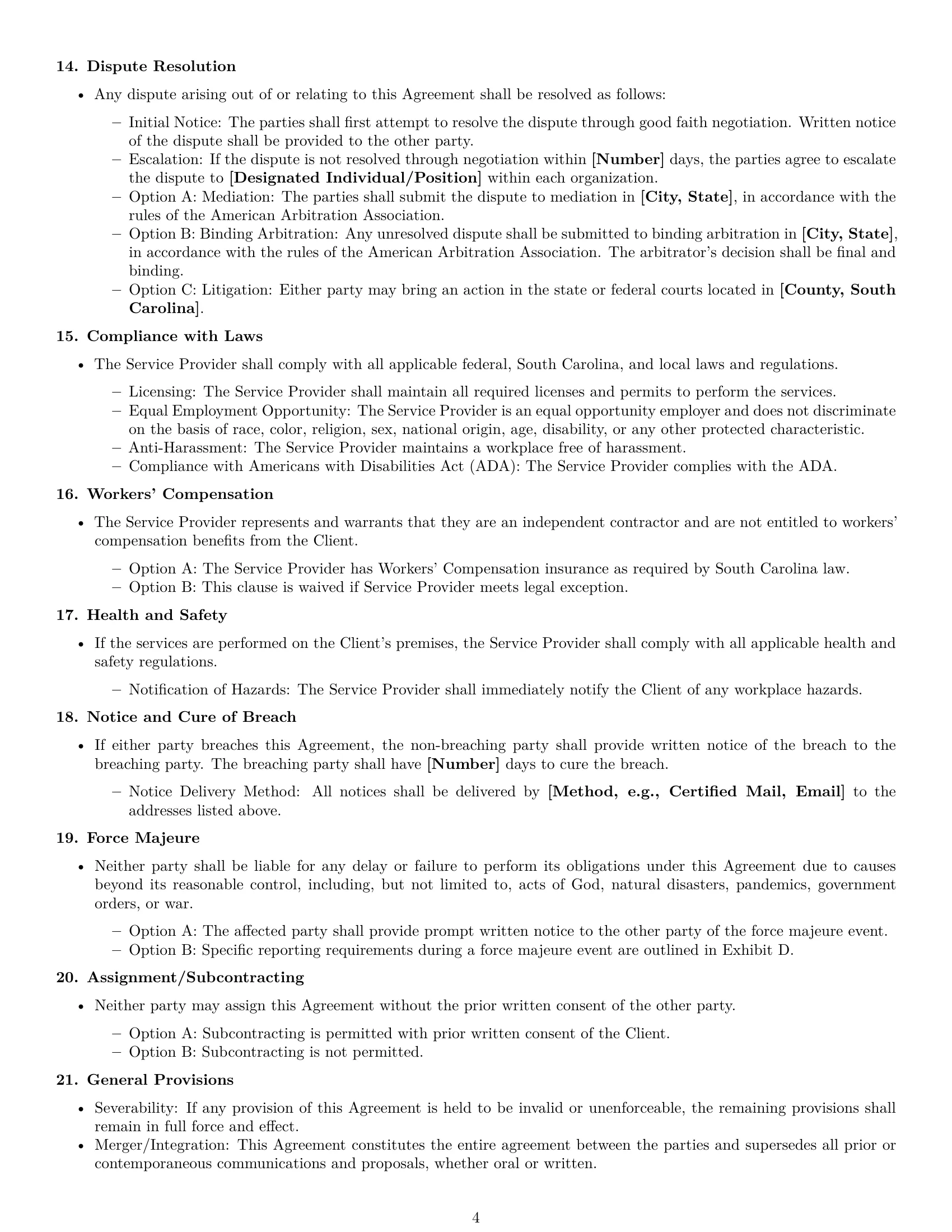 Preview page 4 of Free South Carolina service contract template