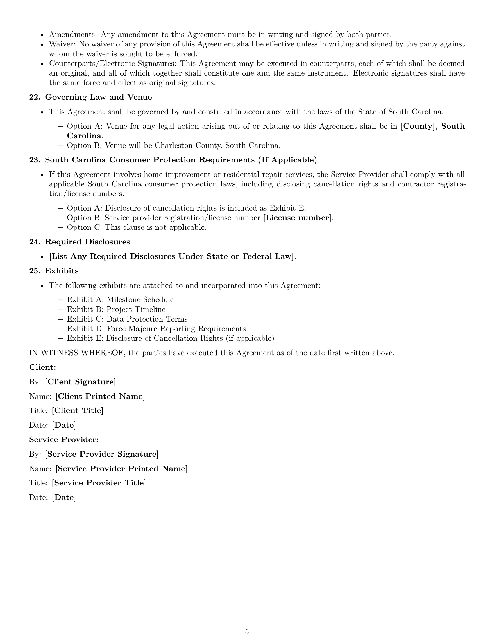Preview page 5 of Free South Carolina service contract template
