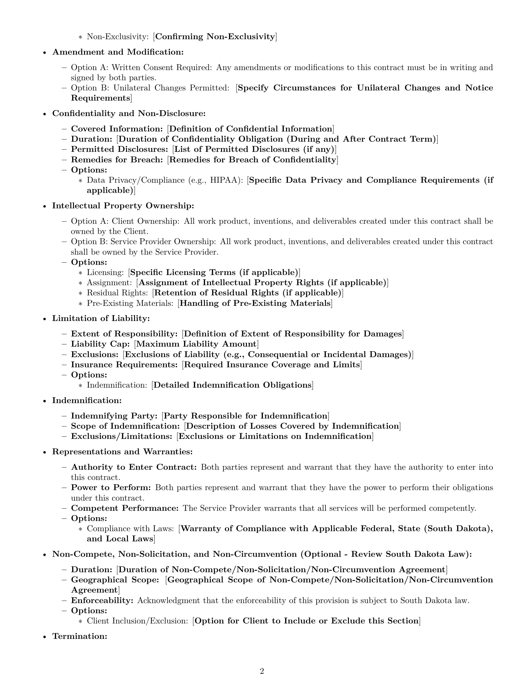 Preview page 2 of Free South Dakota service contract template