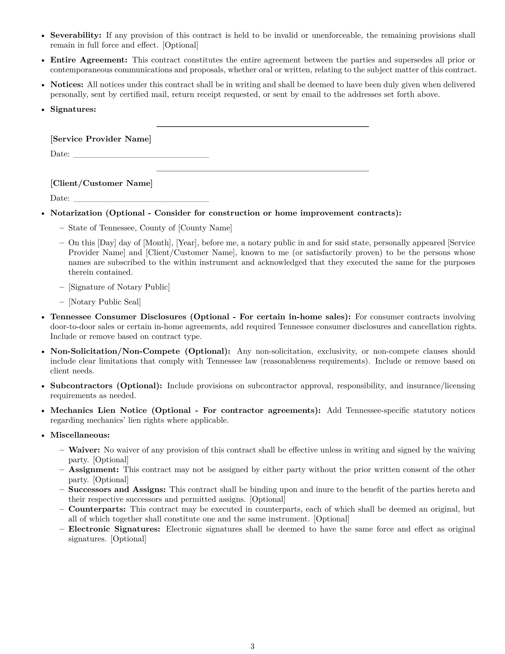 Preview page 3 of Free Tennessee service contract template