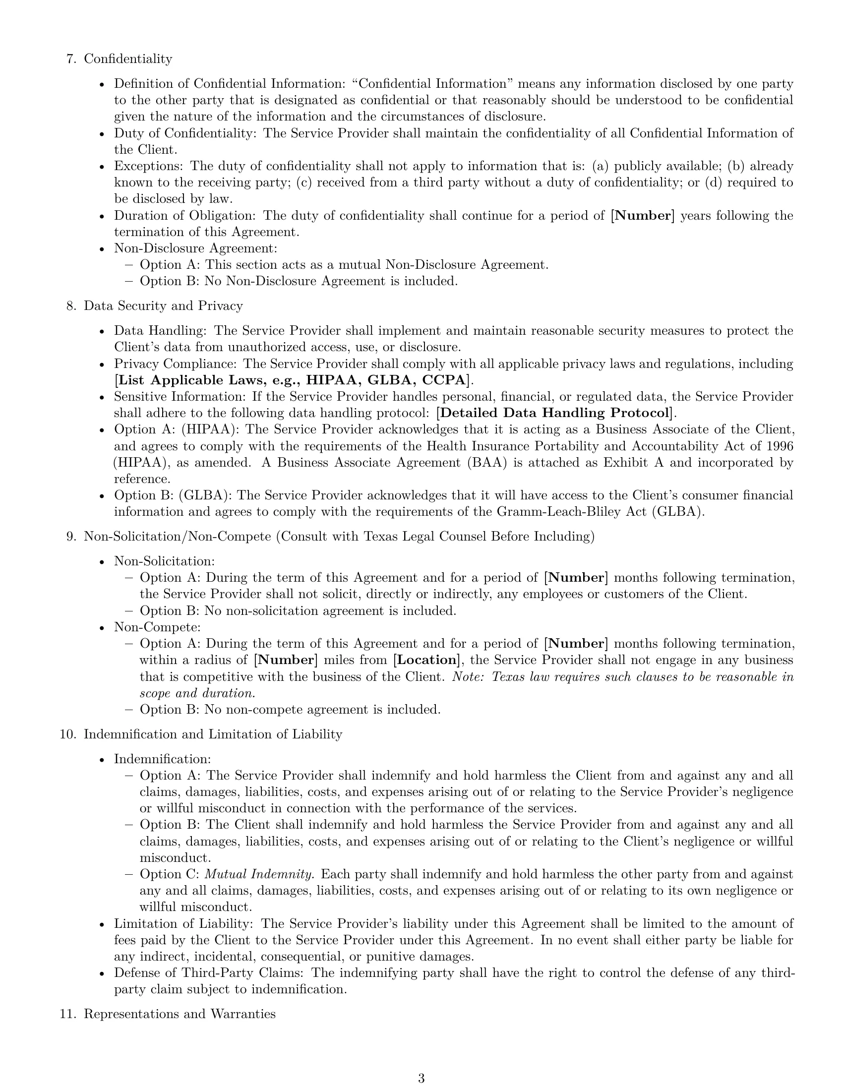 Preview page 3 of Free Texas service contract template