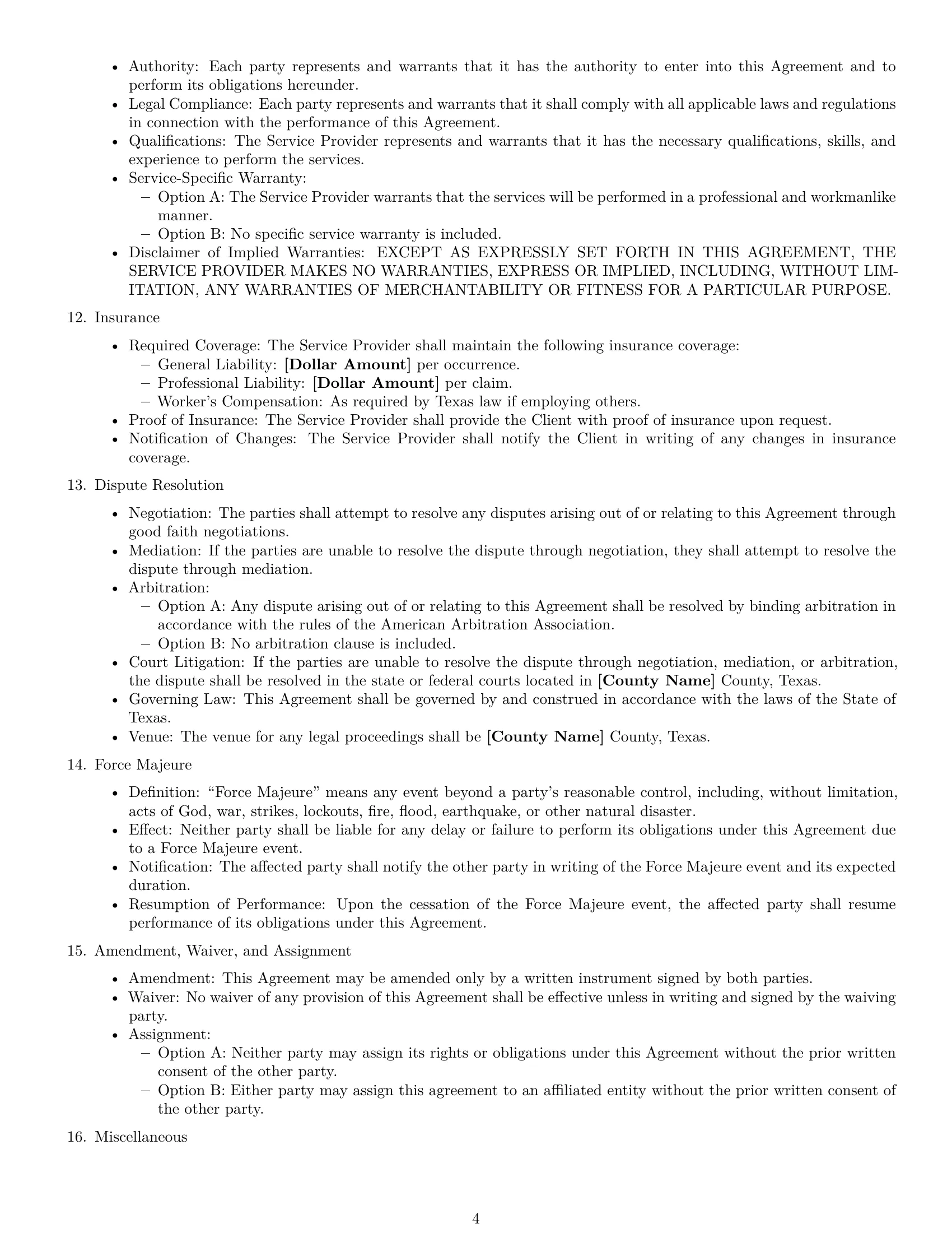 Preview page 4 of Free Texas service contract template