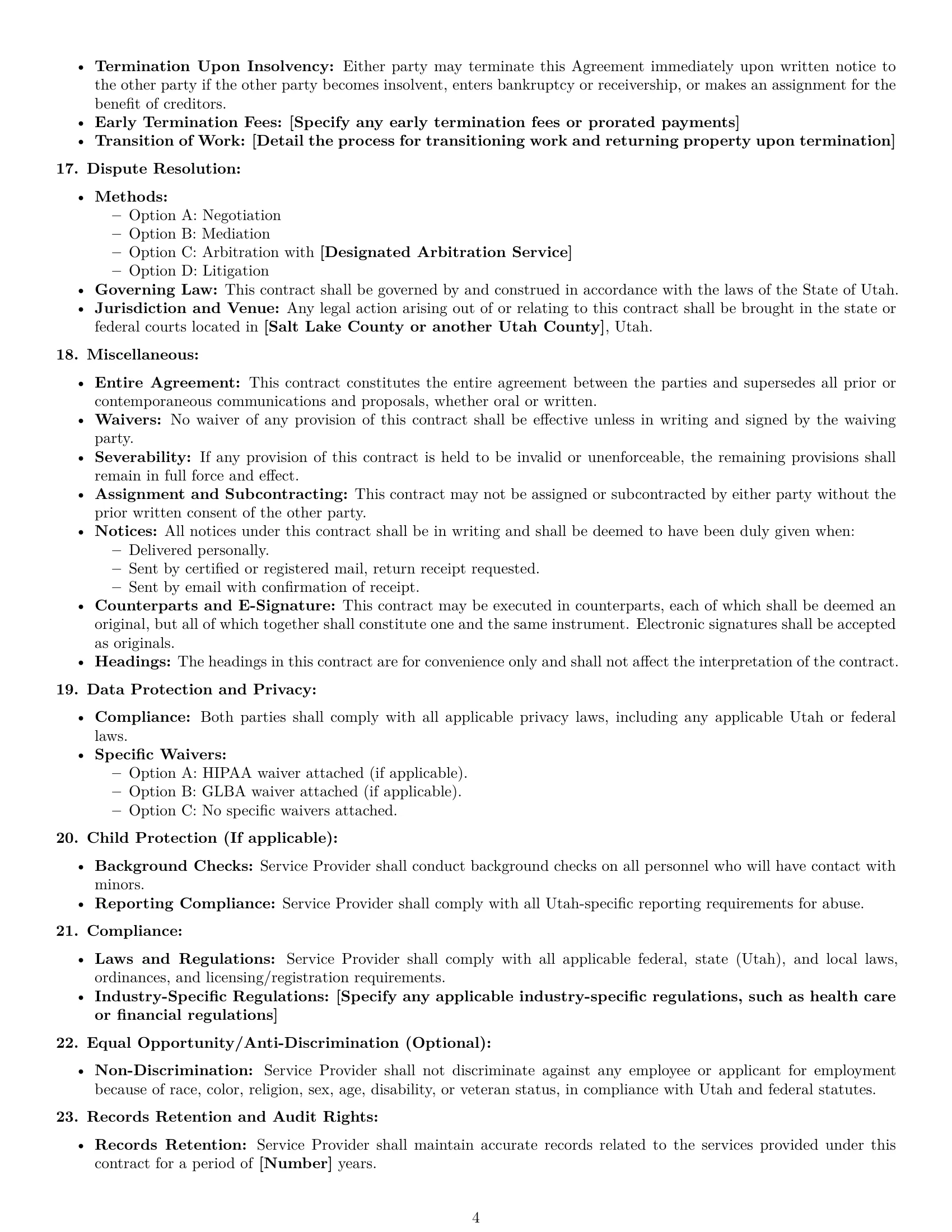 Preview page 4 of Free Utah service contract template