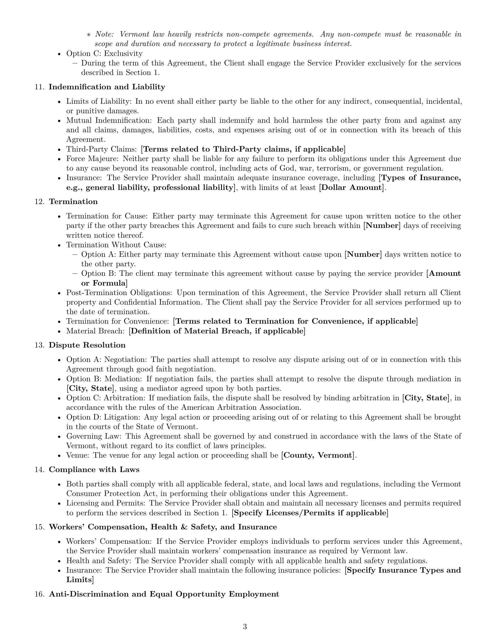 Preview page 3 of Free Vermont service contract template