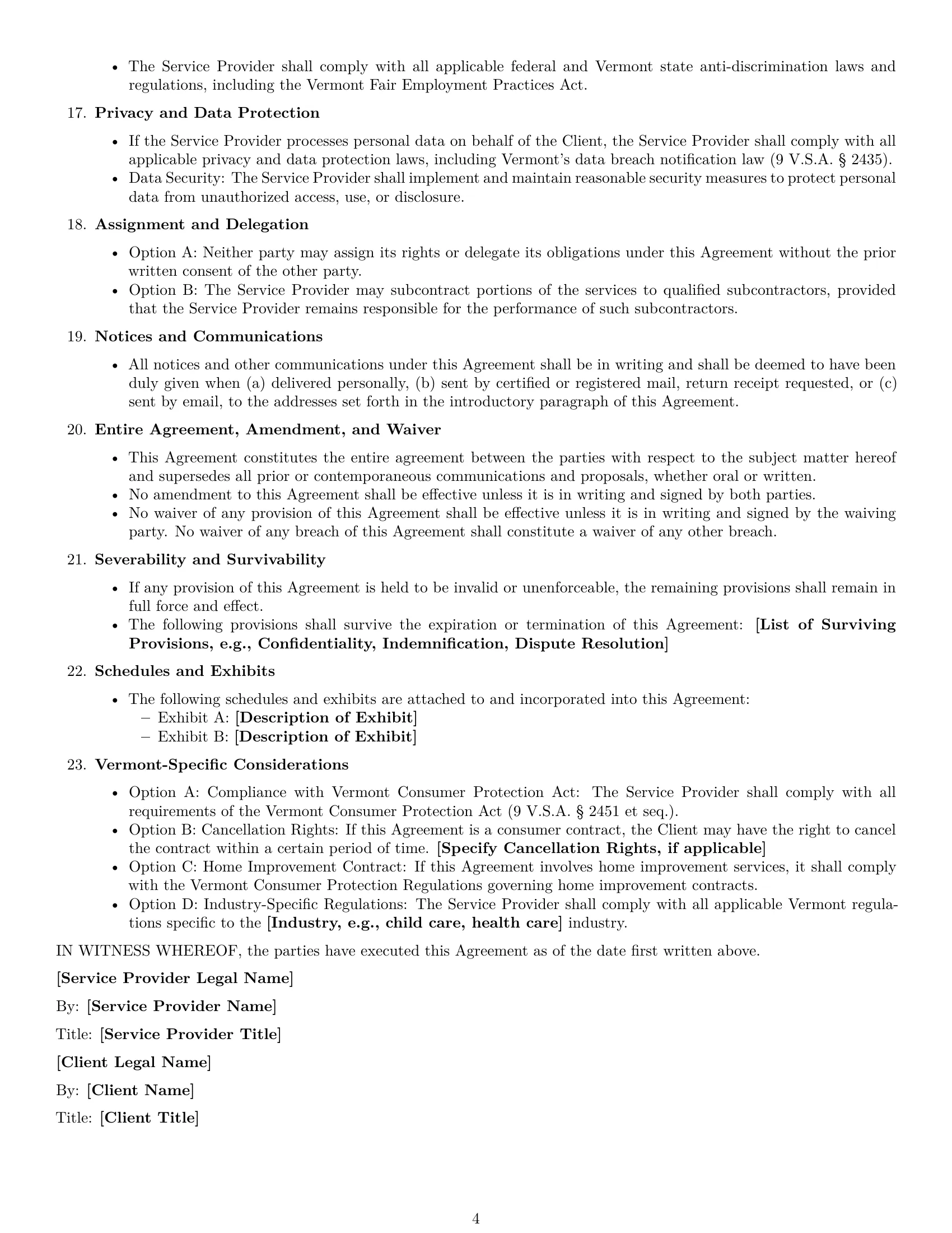 Preview page 4 of Free Vermont service contract template