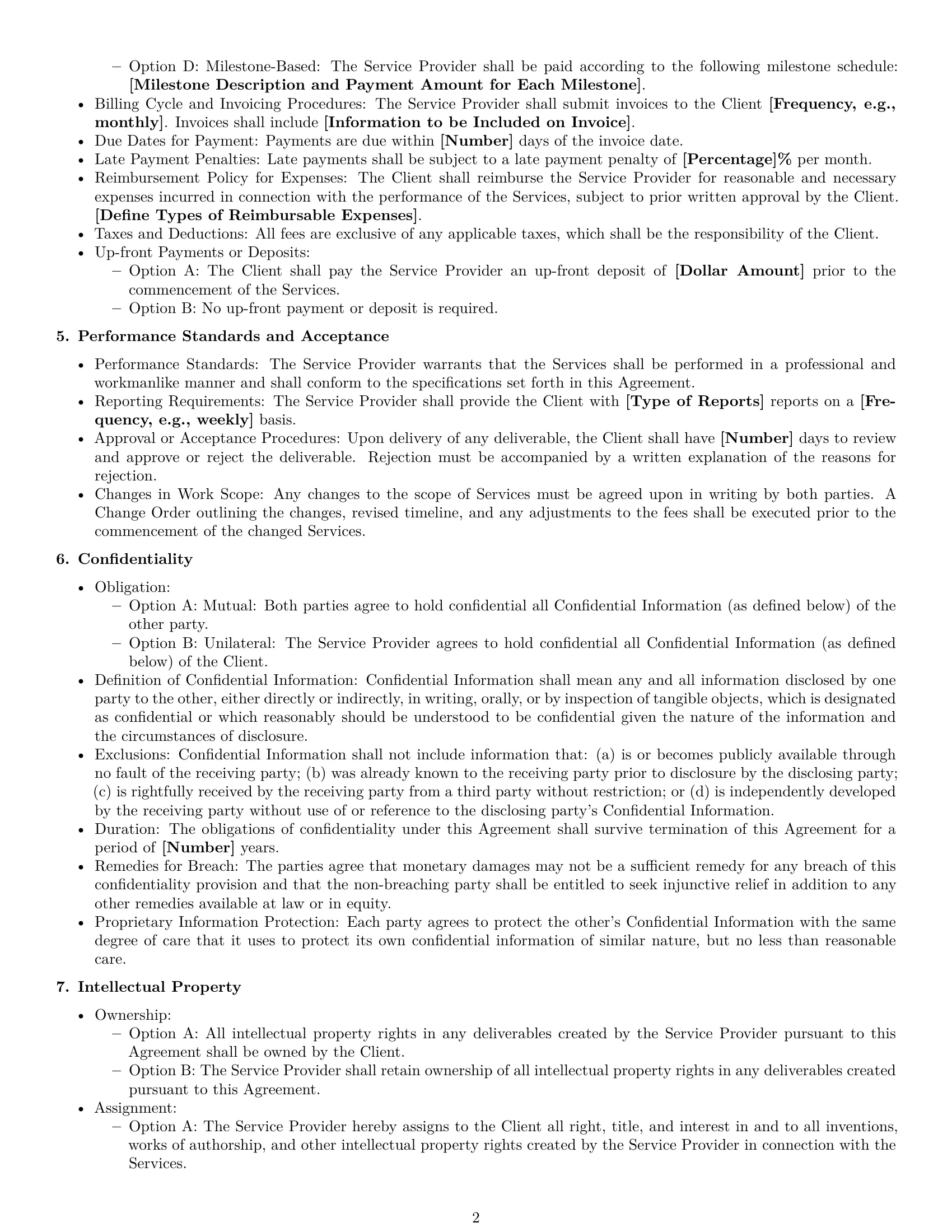 Preview page 2 of Free Washington service contract template