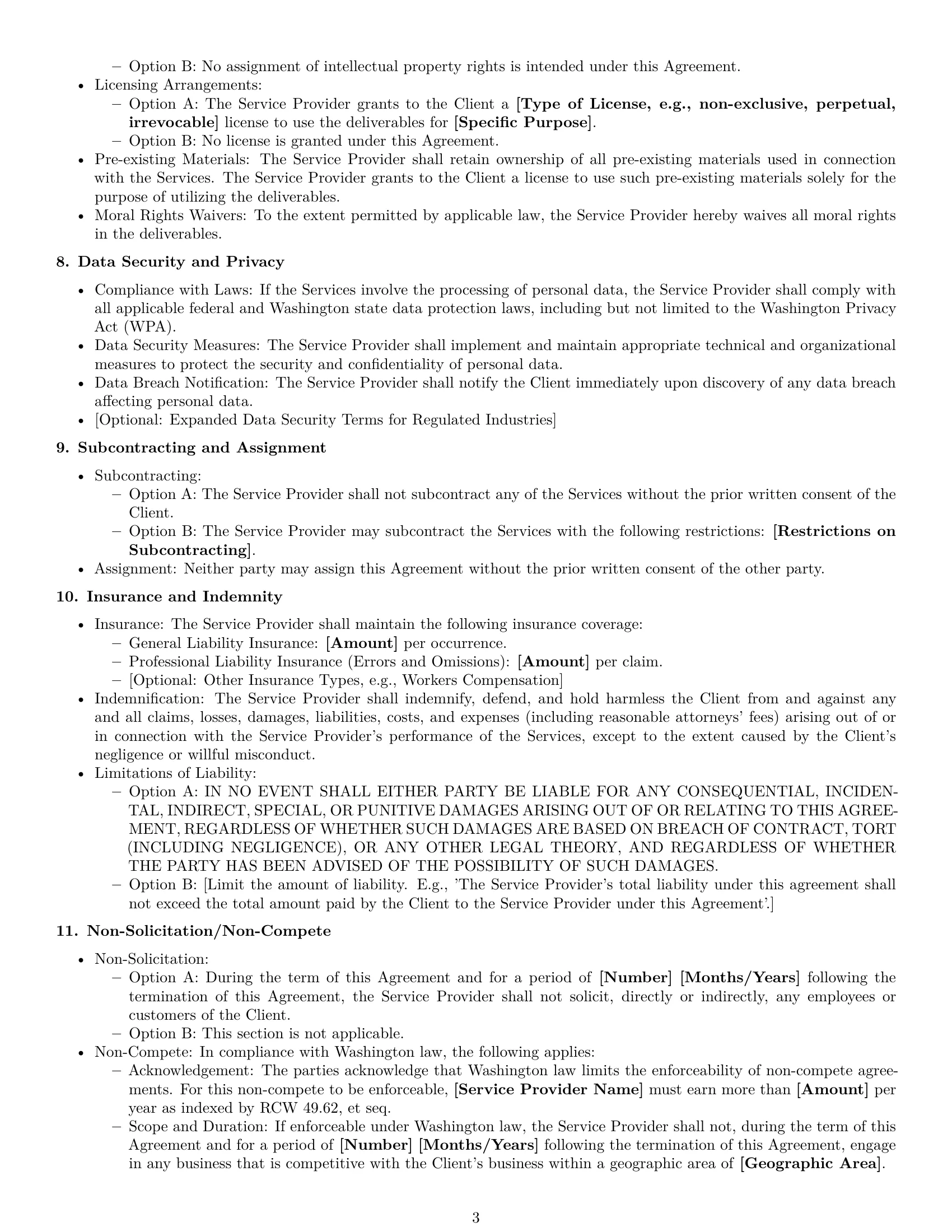 Preview page 3 of Free Washington service contract template