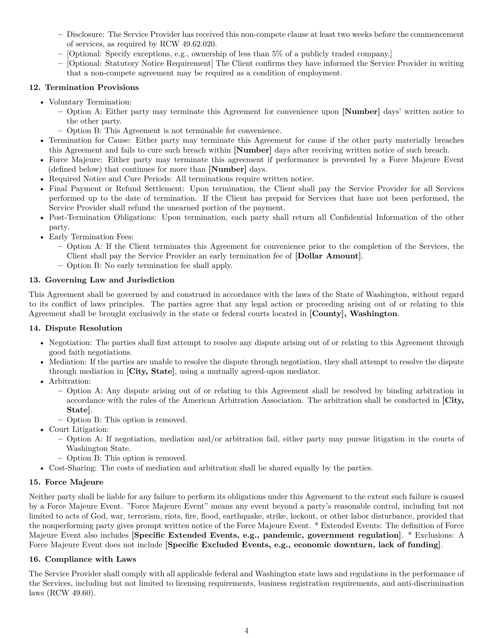 Preview page 4 of Free Washington service contract template