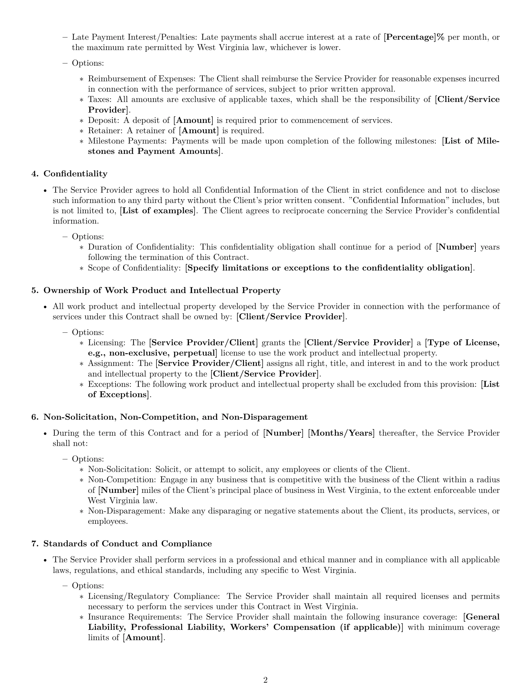 Preview page 2 of Free West Virginia service contract template