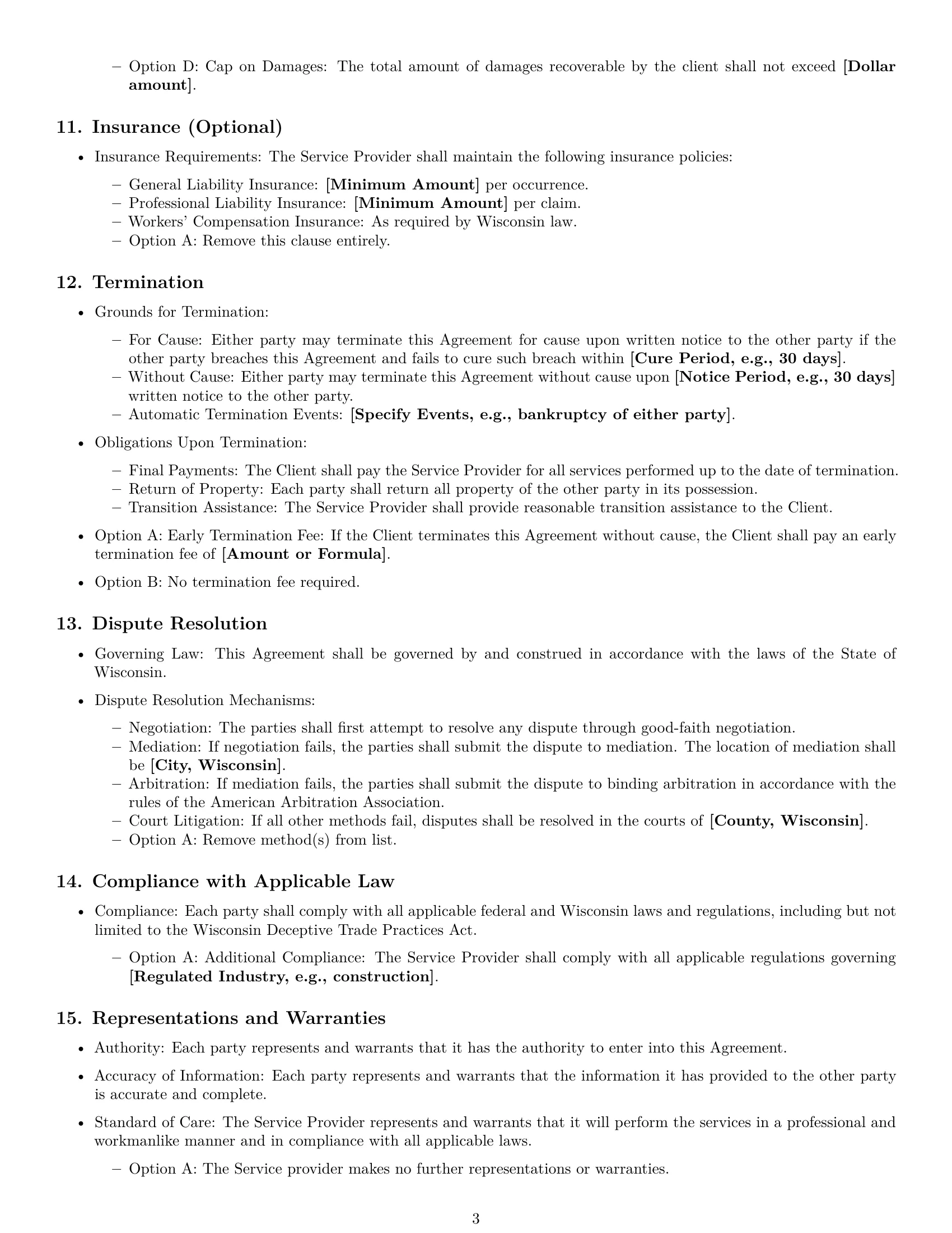 Preview page 3 of Free Wisconsin service contract template