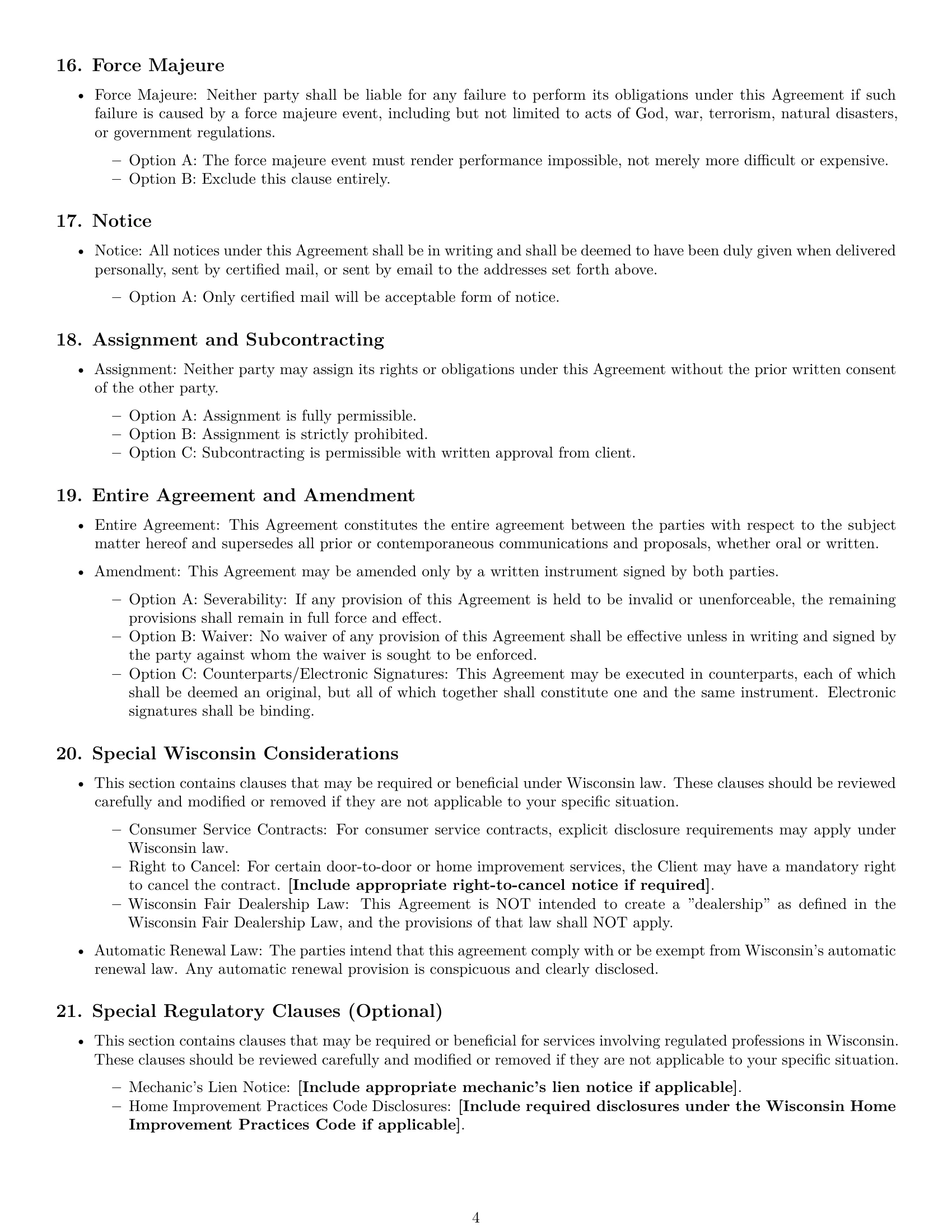 Preview page 4 of Free Wisconsin service contract template