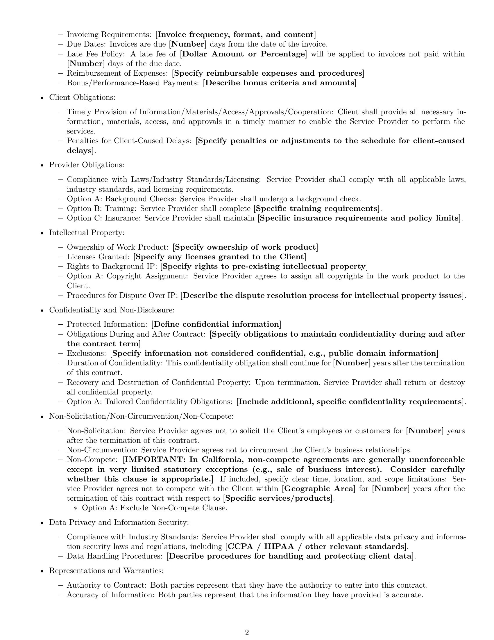 Preview page 2 of Free California service contract template
