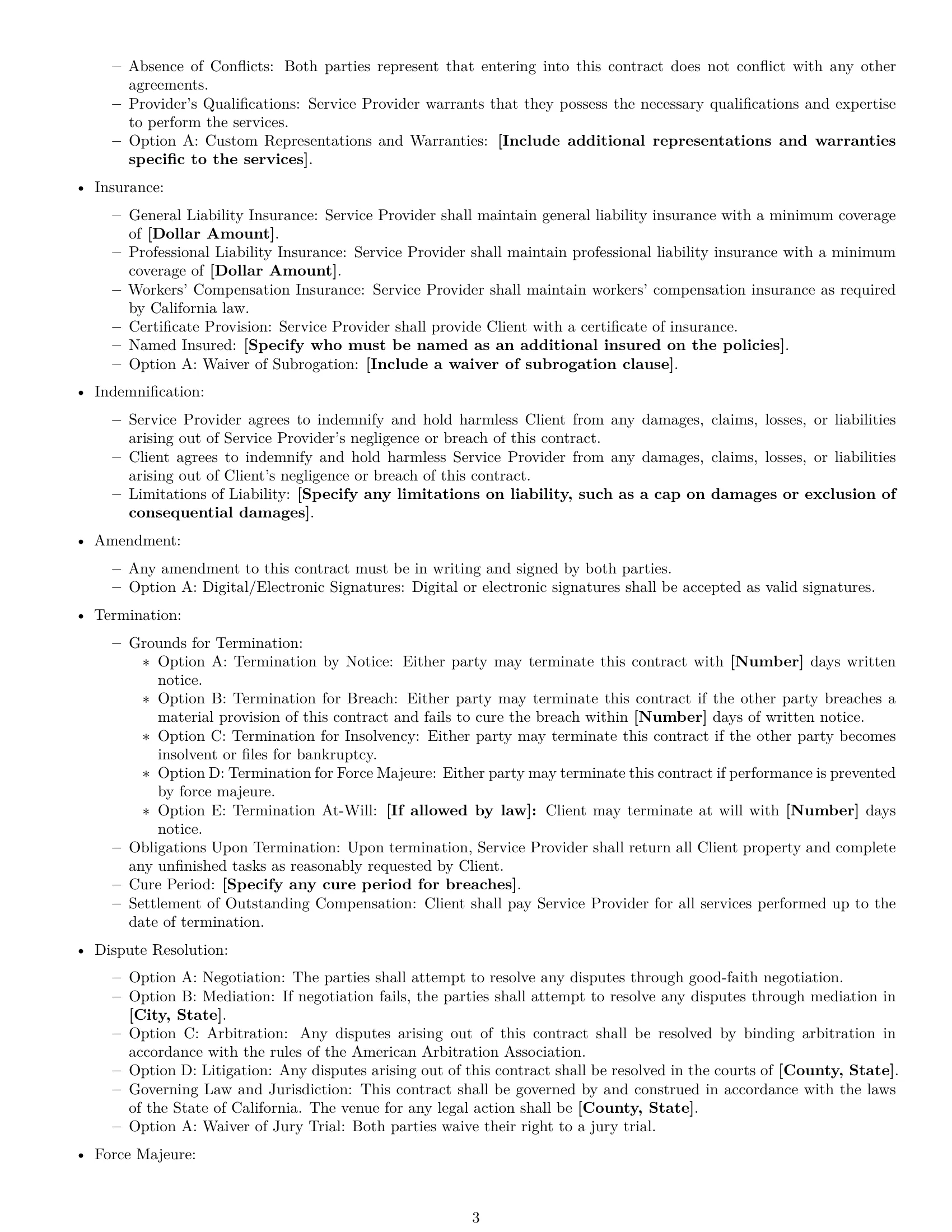 Preview page 3 of Free California service contract template