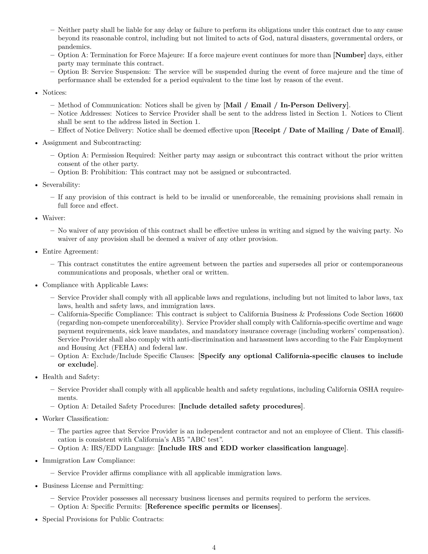 Preview page 4 of Free California service contract template
