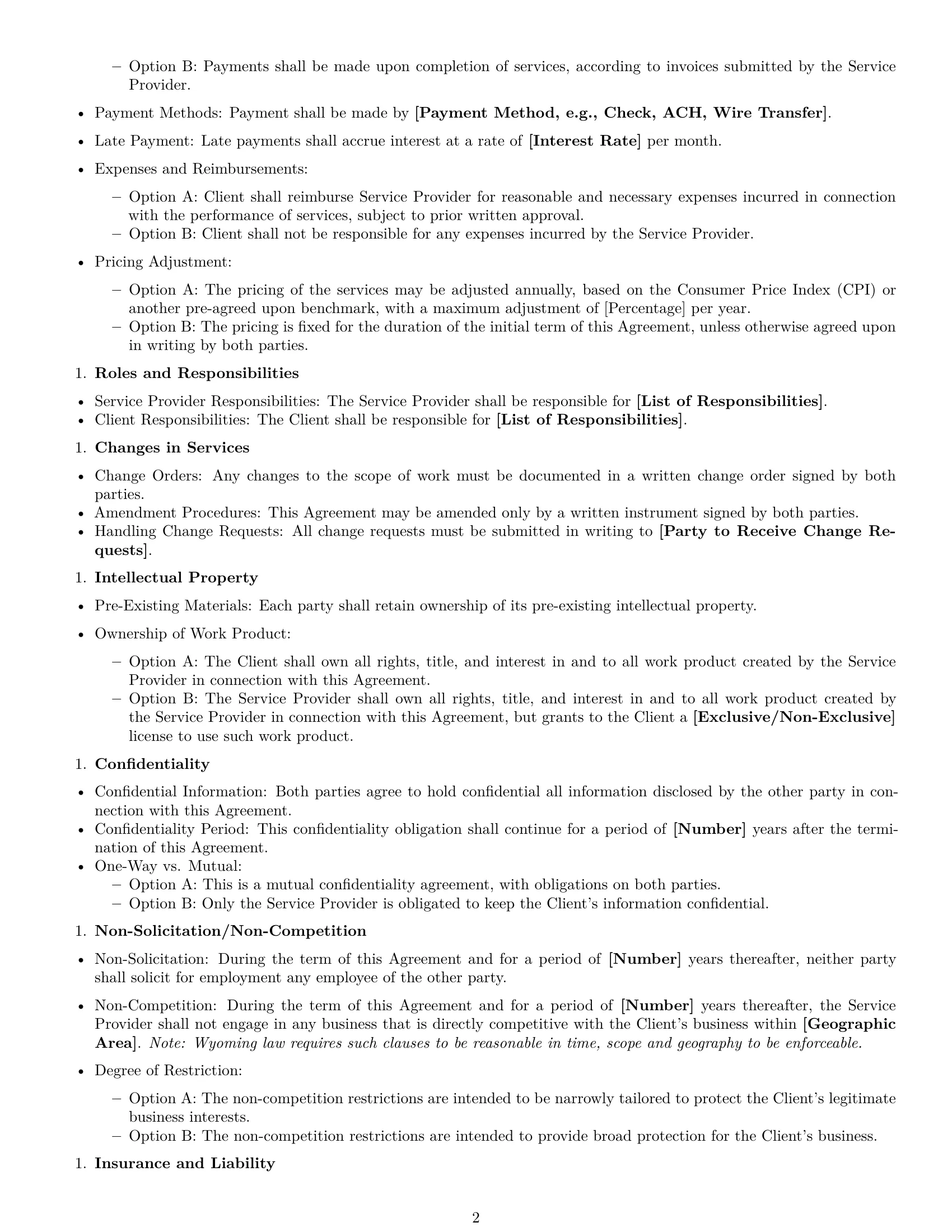 Preview page 2 of Free Wyoming service contract template